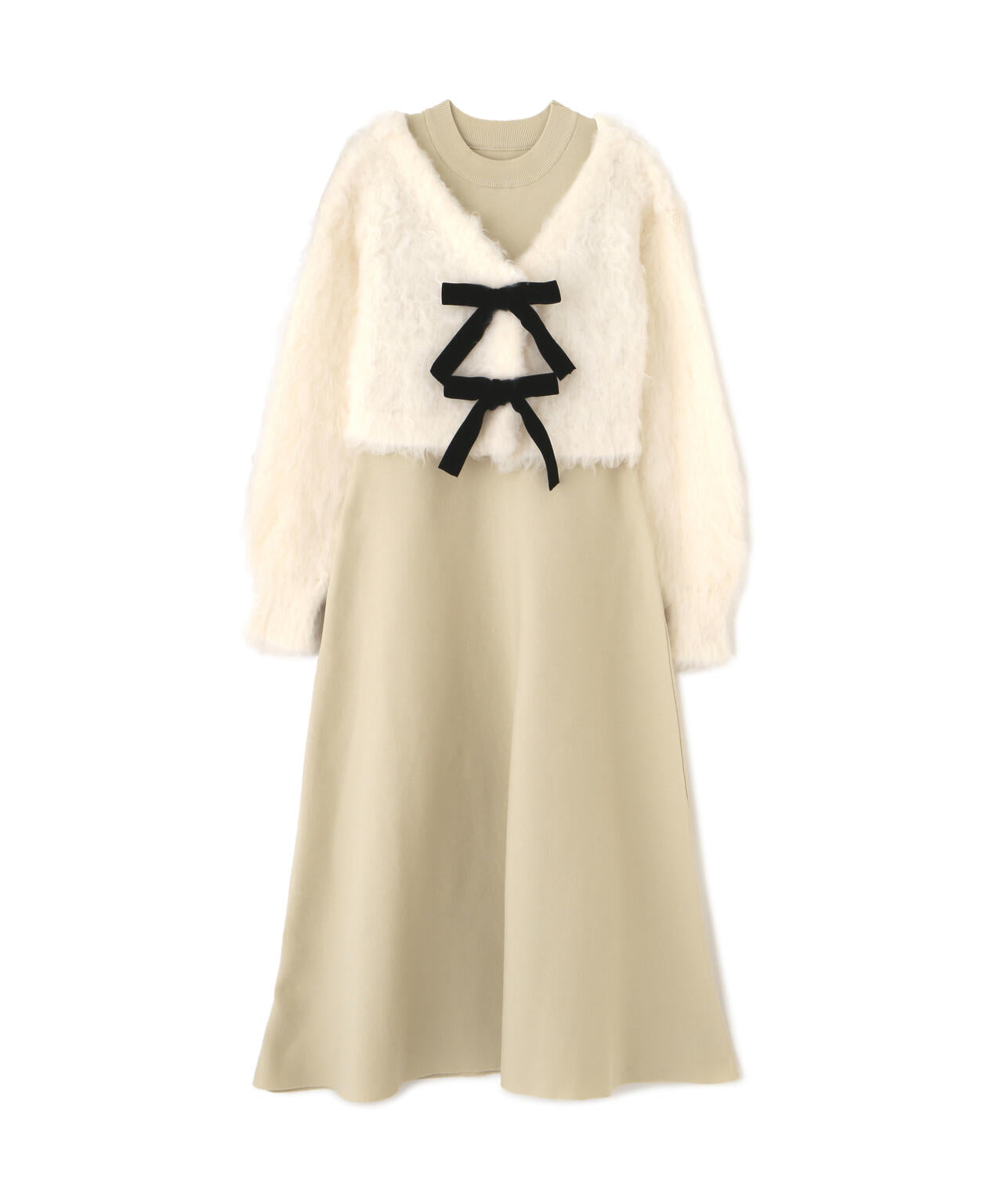 起毛カーデニットワンピースセット