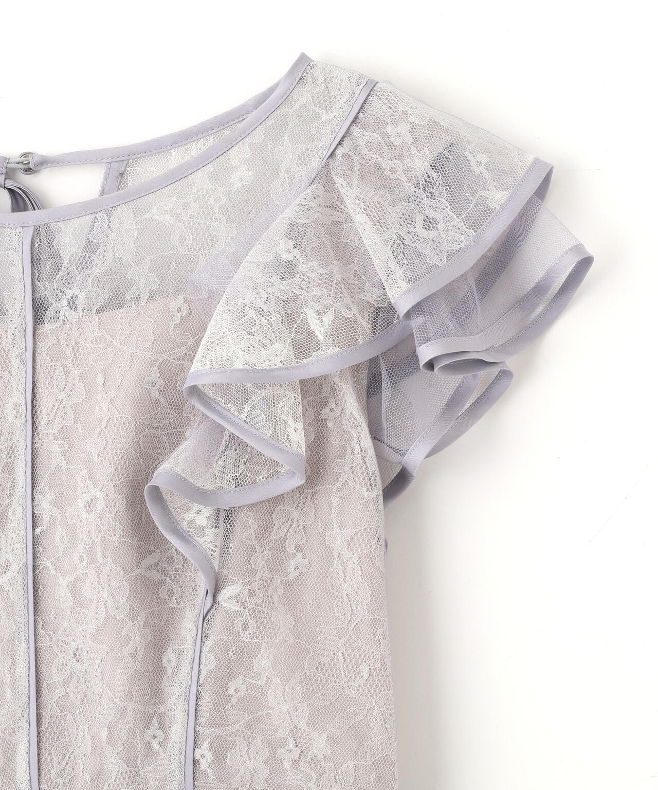 配色パイピングレースワンピース