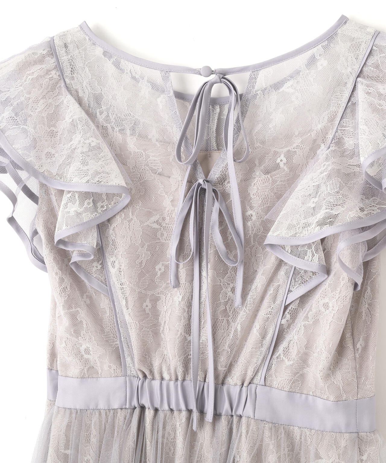 配色パイピングレースワンピース