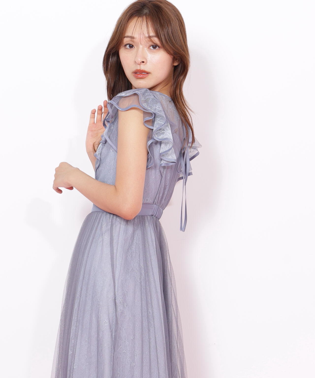 配色パイピングレースワンピース