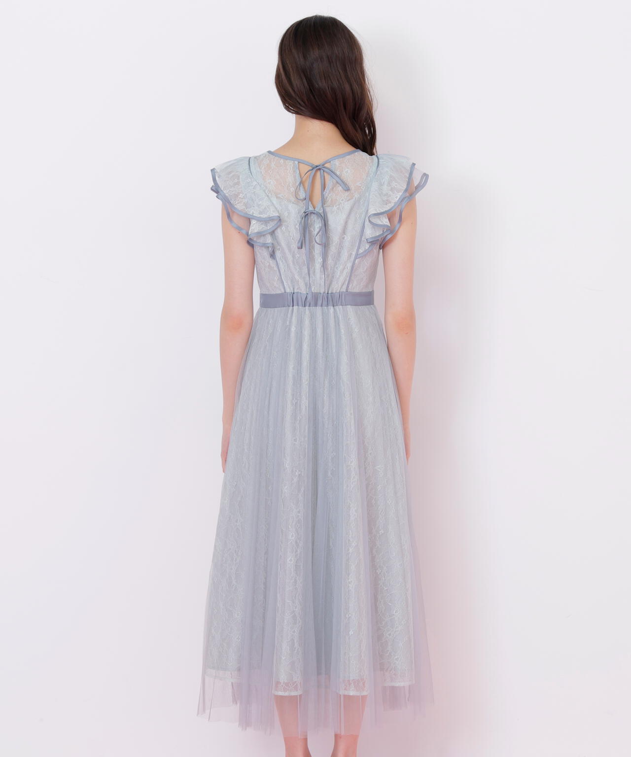 配色パイピングレースワンピース