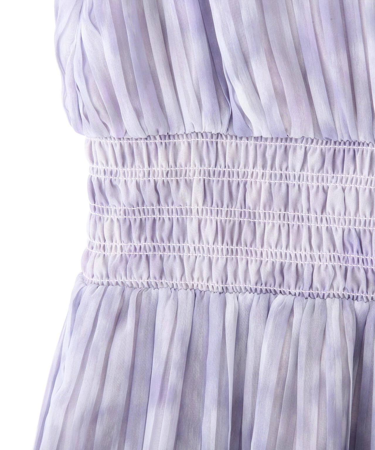 スリットネックプリーツワンピース