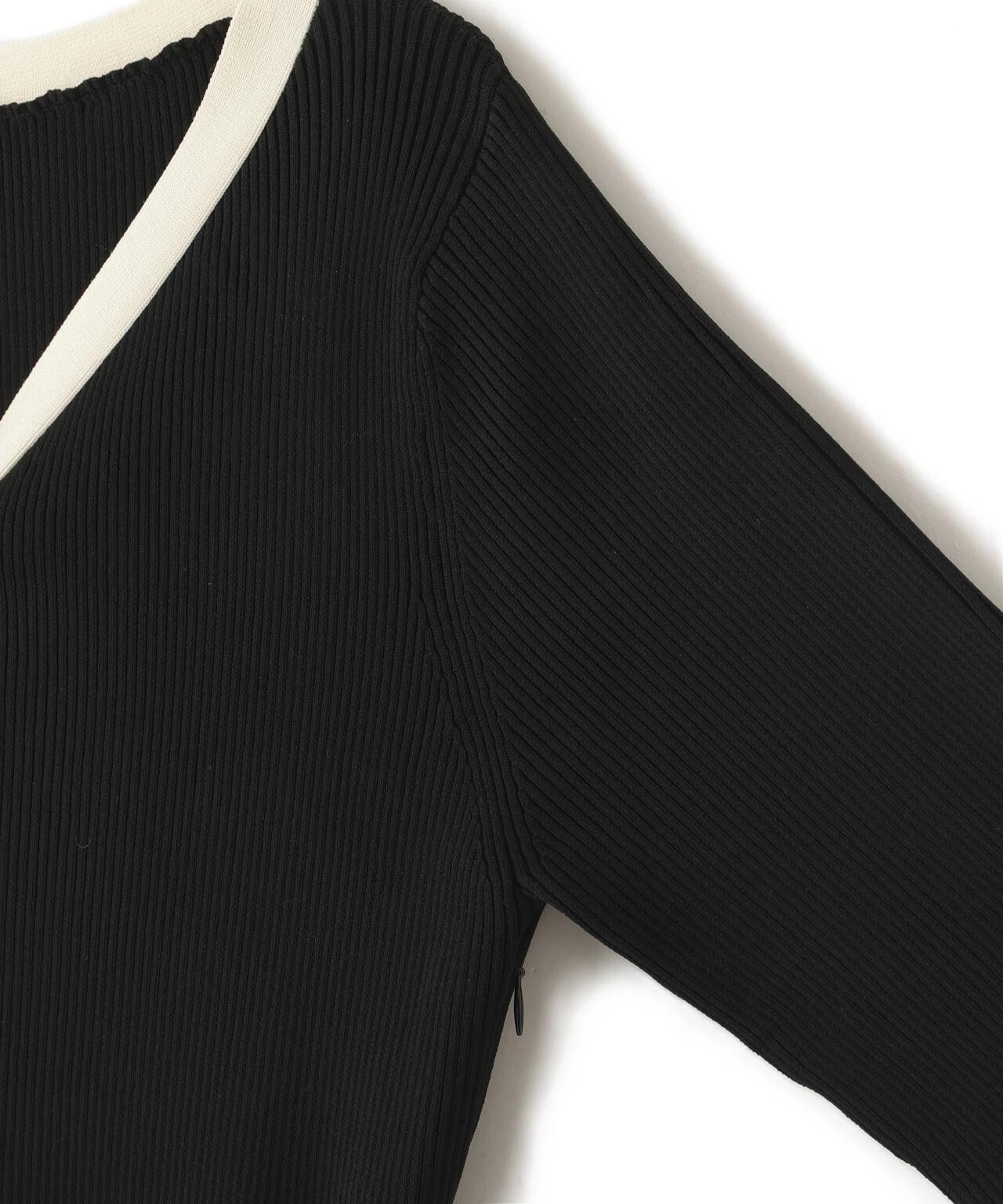 モール刺繍ドッキングニットワンピース