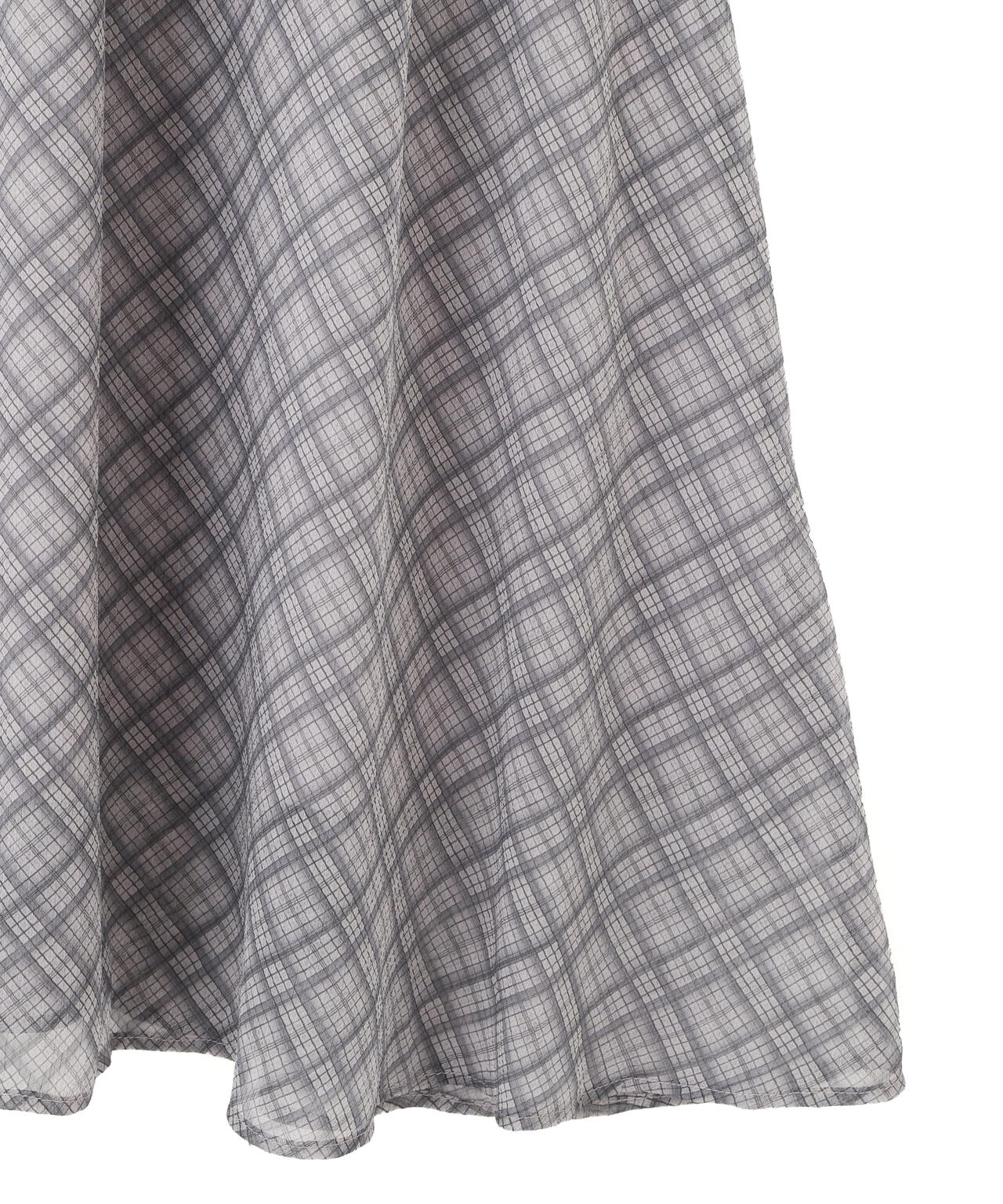 ベロア配色チェックラッフルワンピース