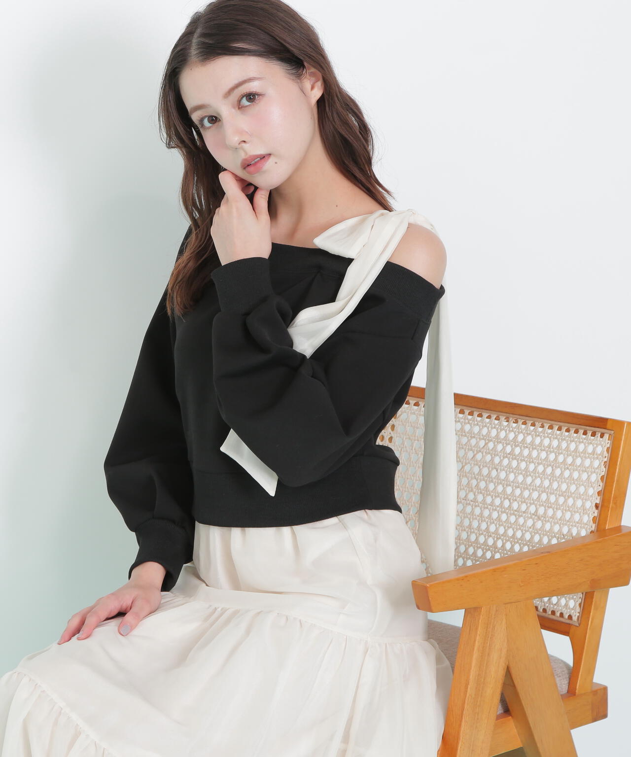 肩リボンスウェットセットアップ