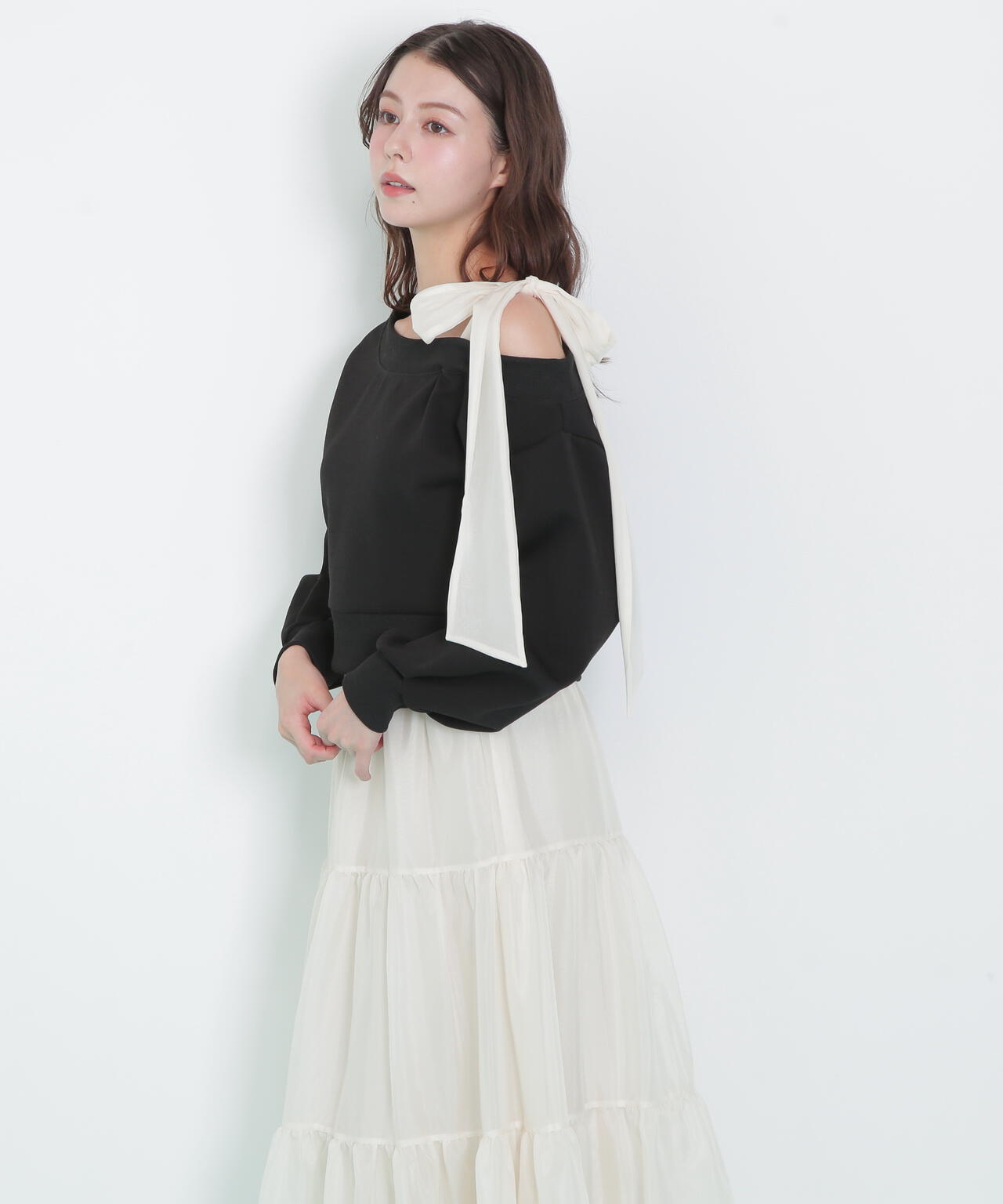 肩リボンスウェットセットアップ