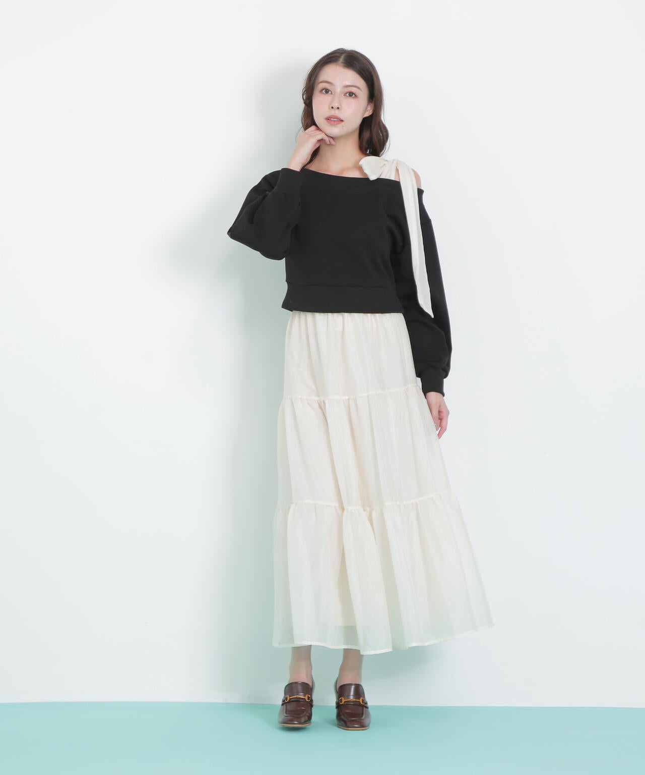 肩リボンスウェットセットアップ