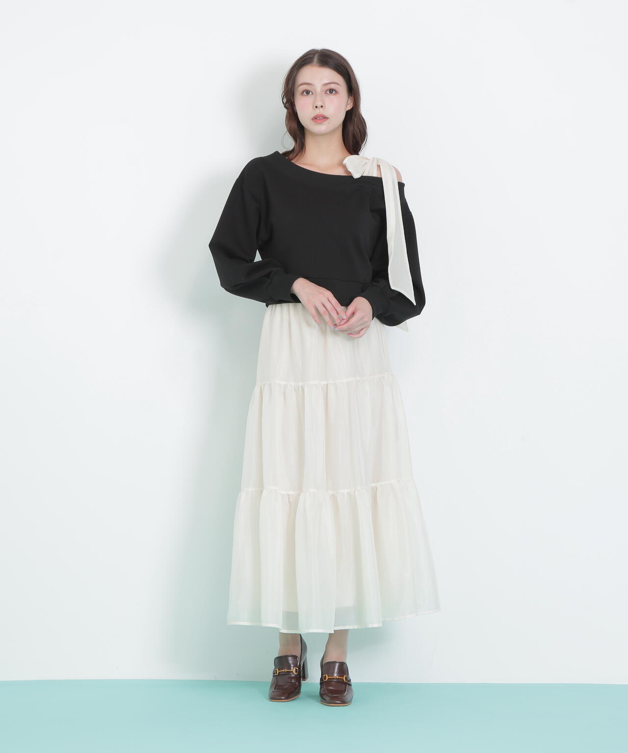 肩リボンスウェットセットアップ