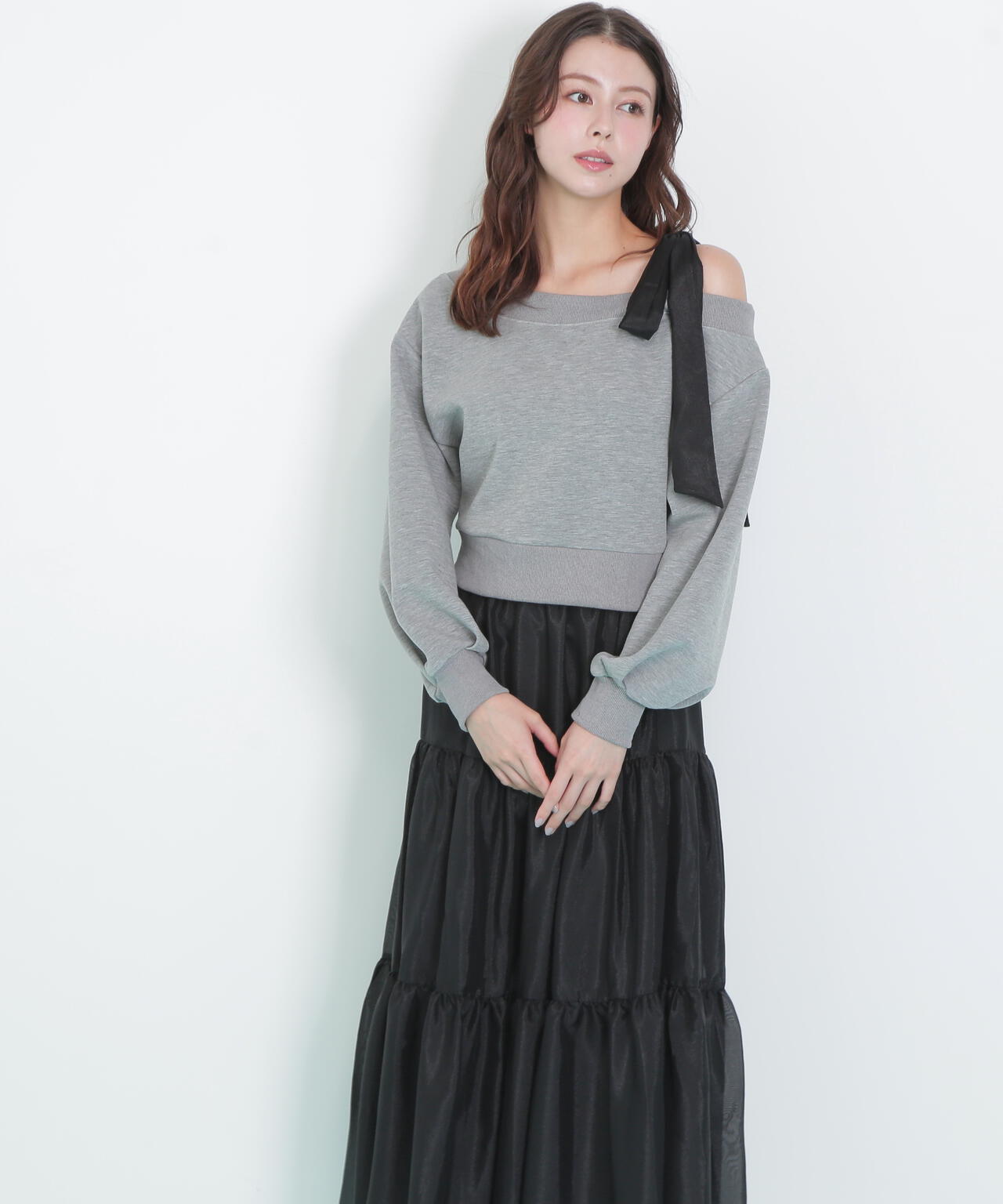 肩リボンスウェットセットアップ