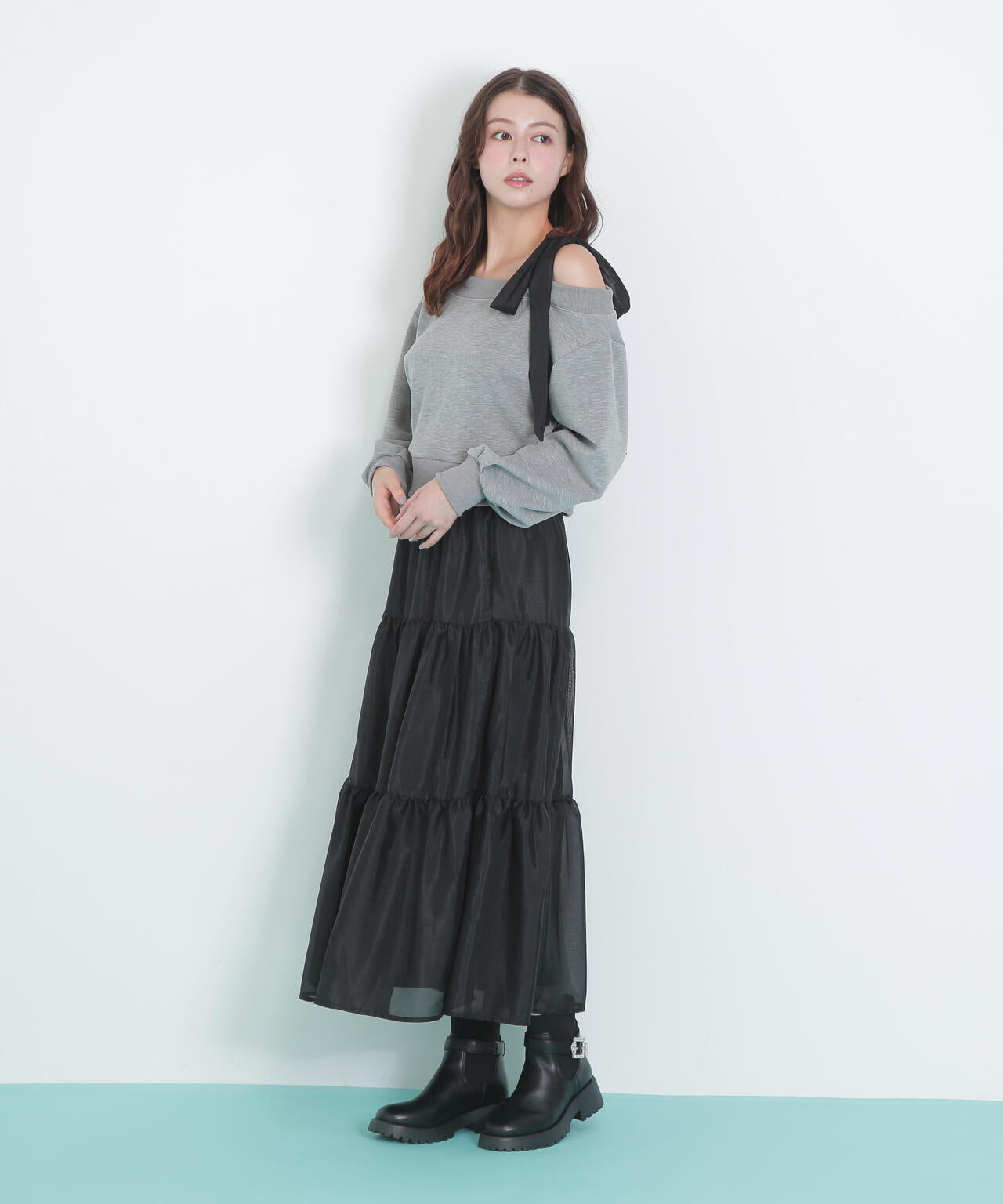 肩リボンスウェットセットアップ