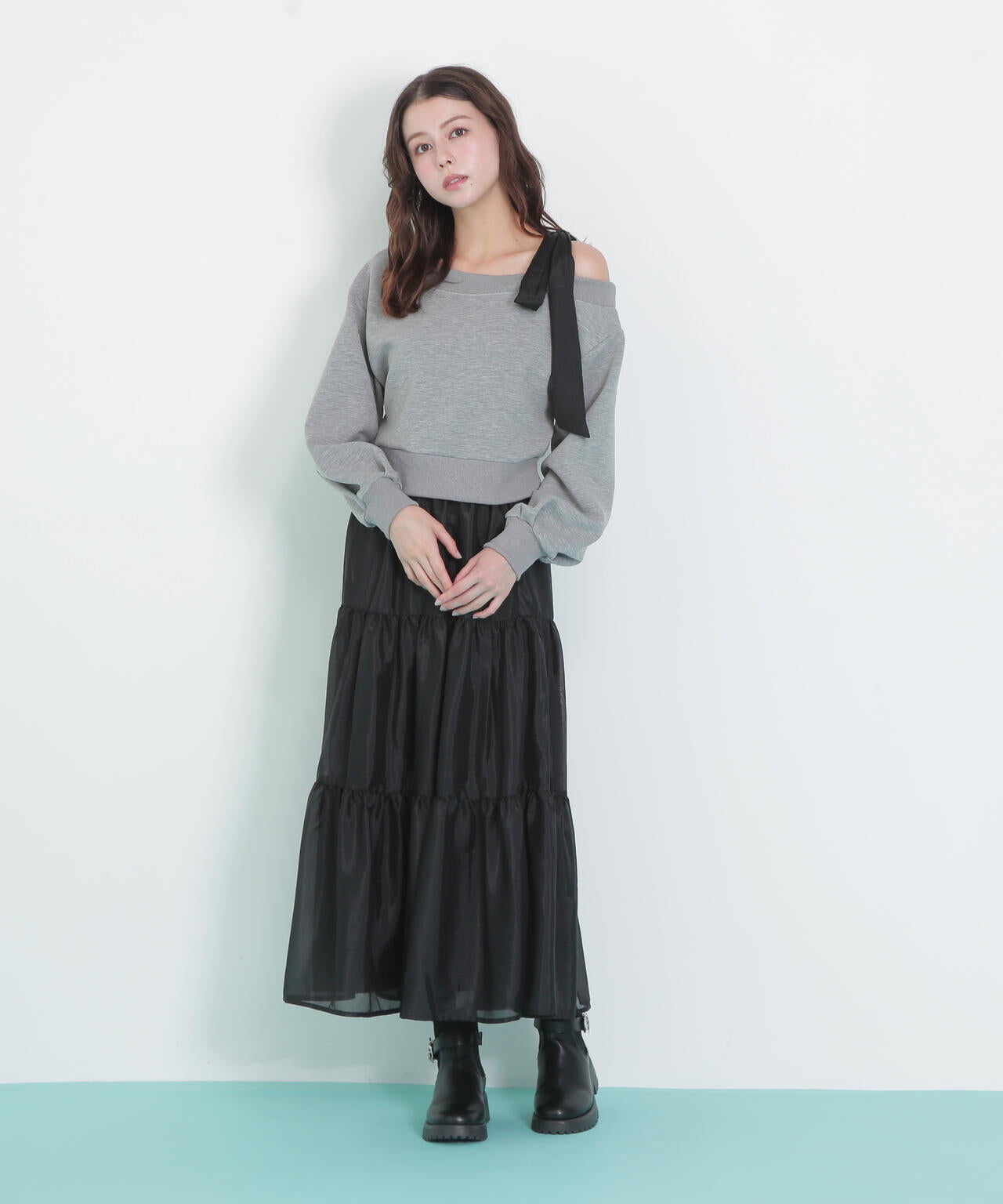 肩リボンスウェットセットアップ