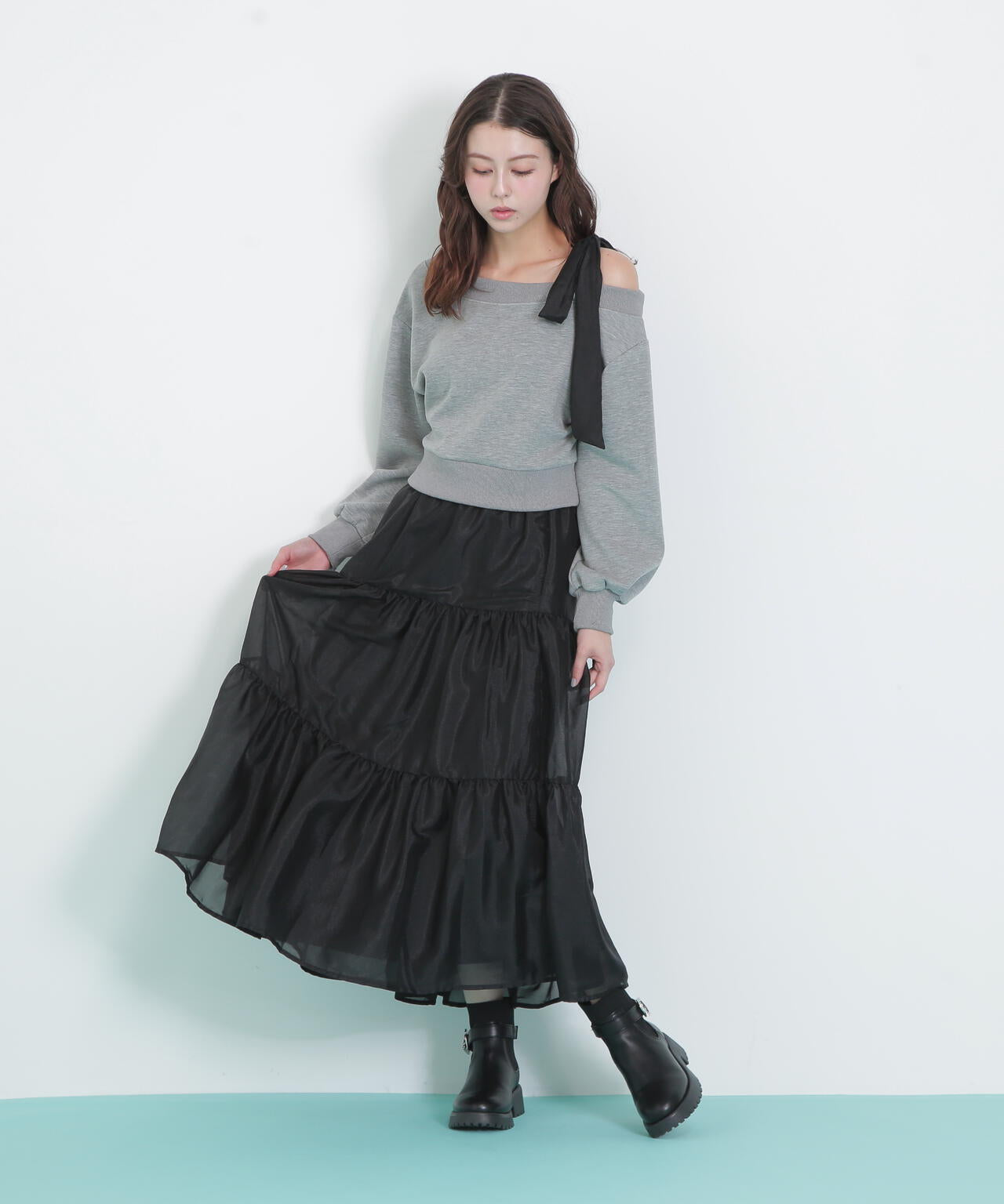 肩リボンスウェットセットアップ