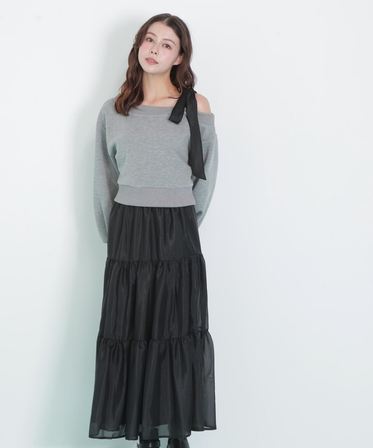 肩リボンスウェットセットアップ