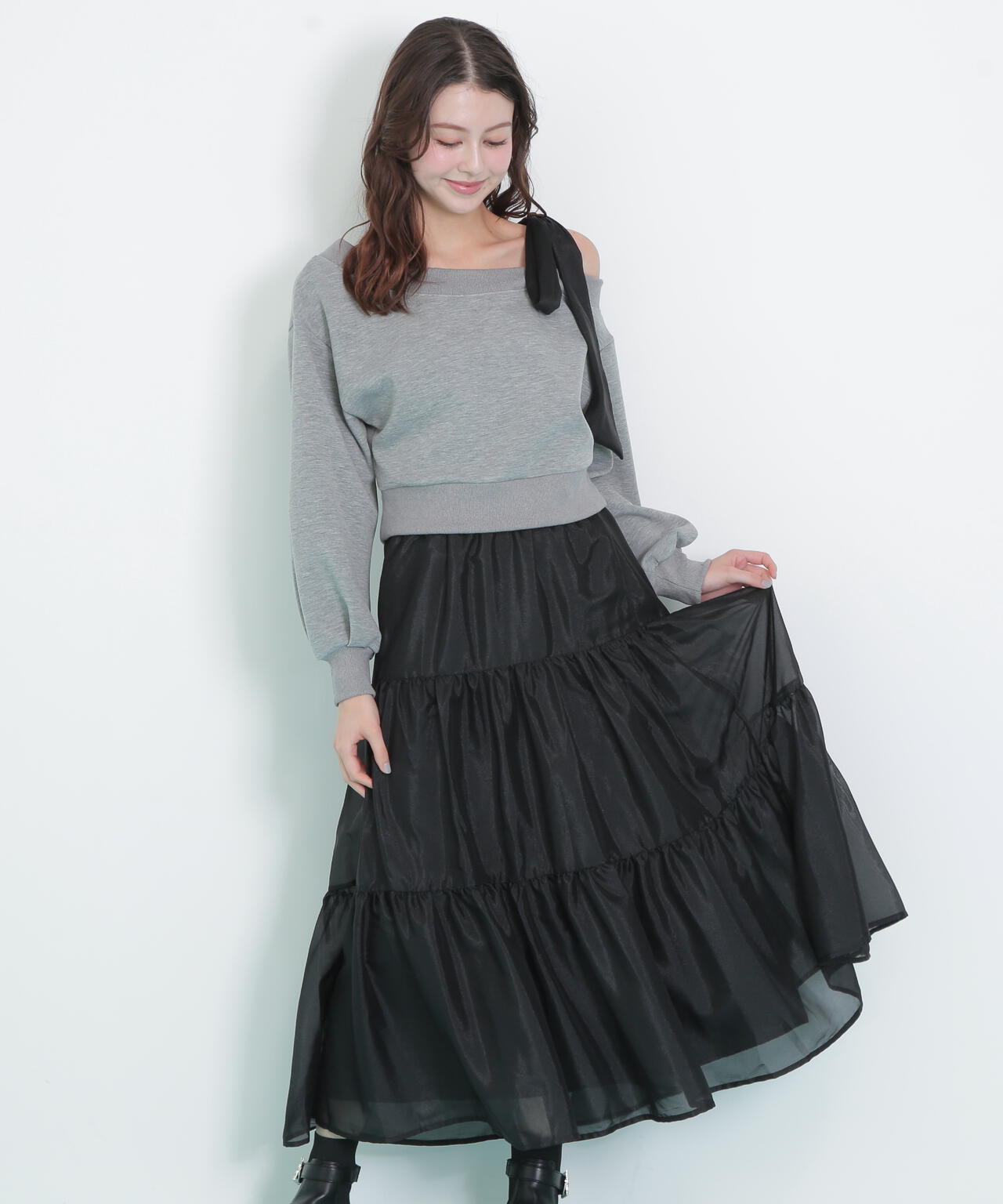 肩リボンスウェットセットアップ