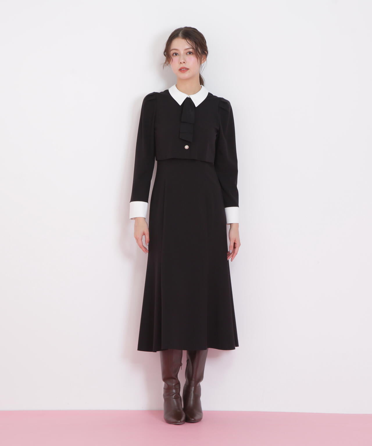 ジャケットレイヤードワンピース