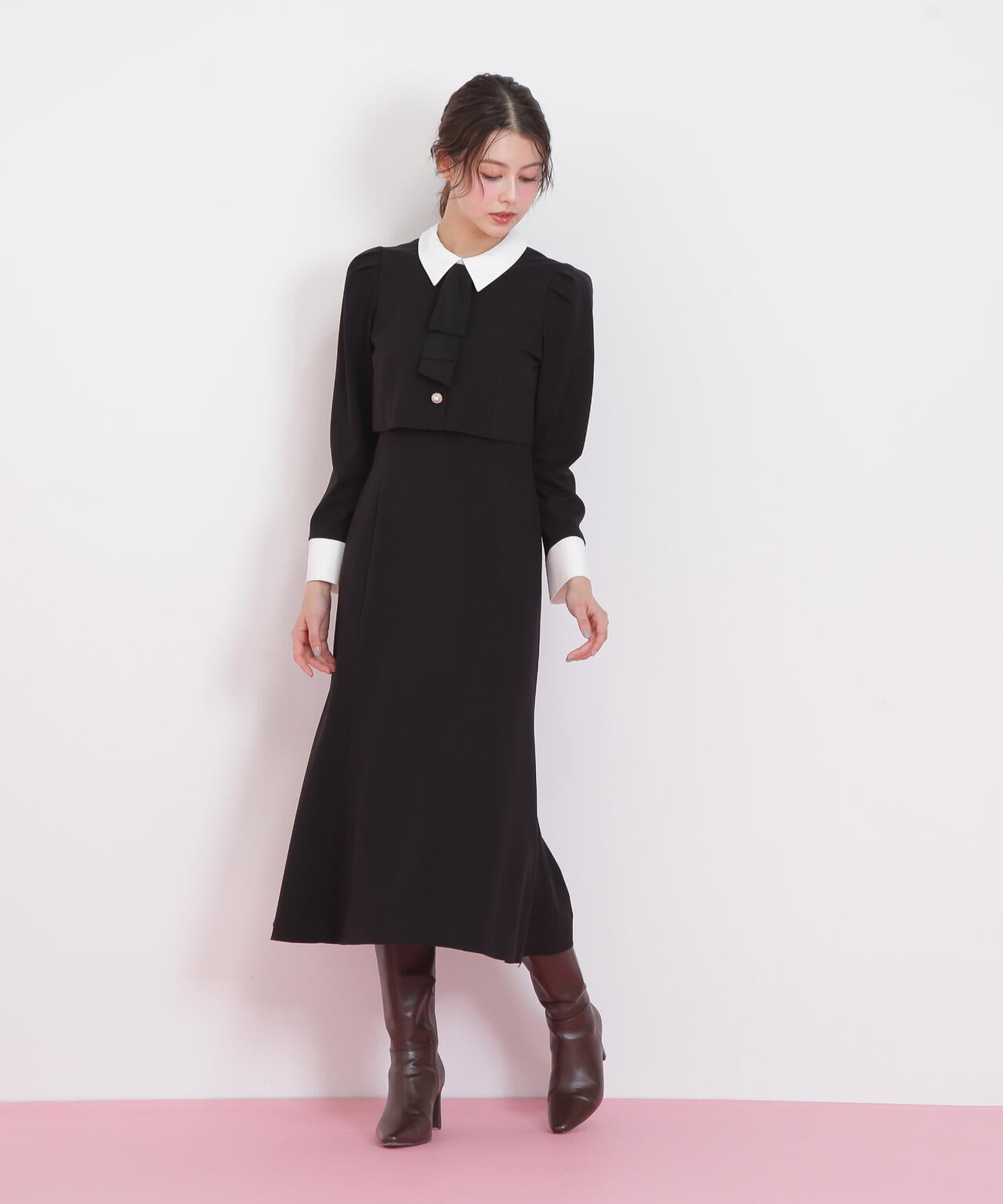 ジャケットレイヤードワンピース