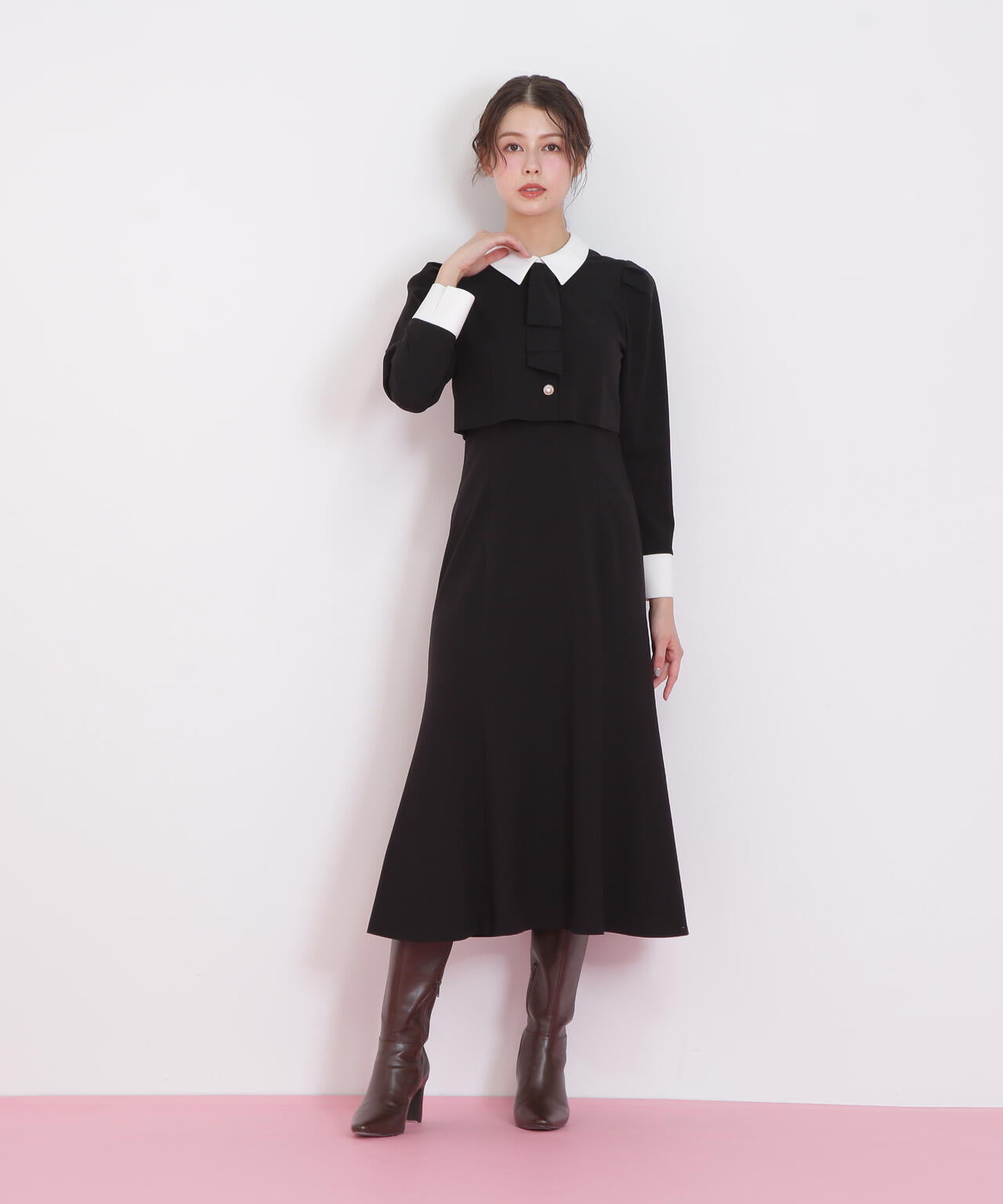 ジャケットレイヤードワンピース