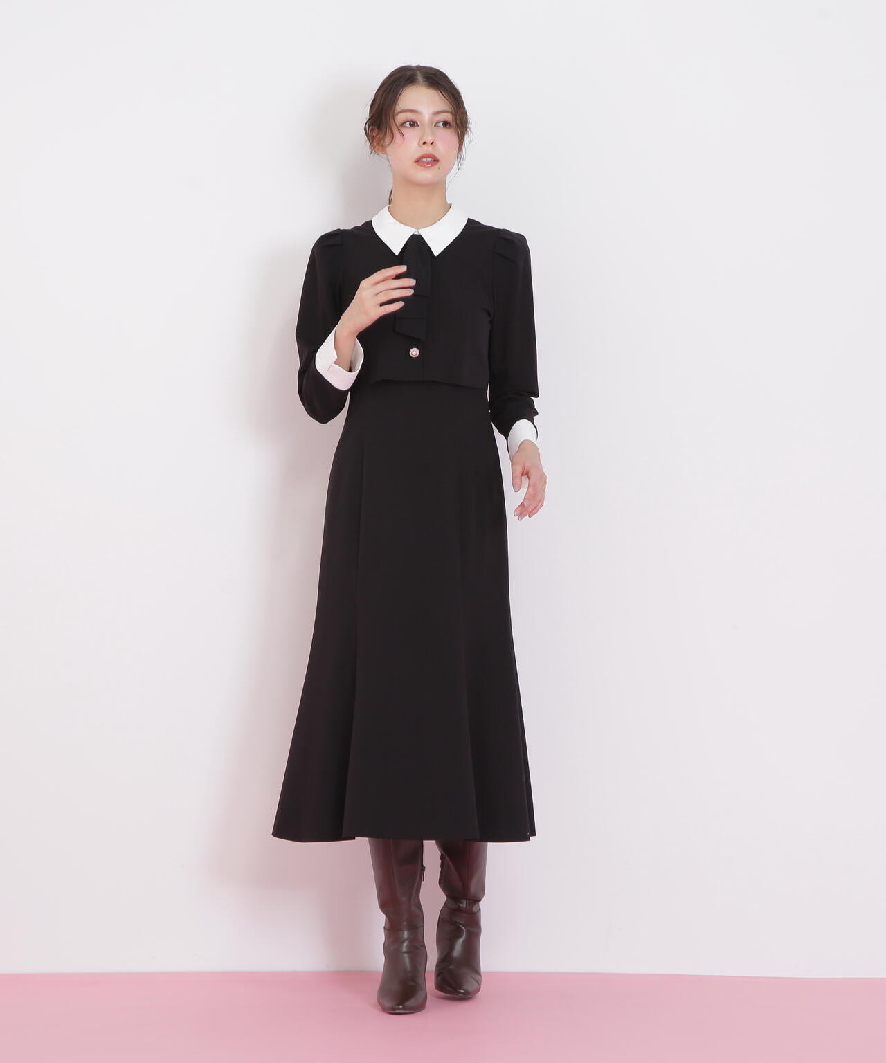 ジャケットレイヤードワンピース