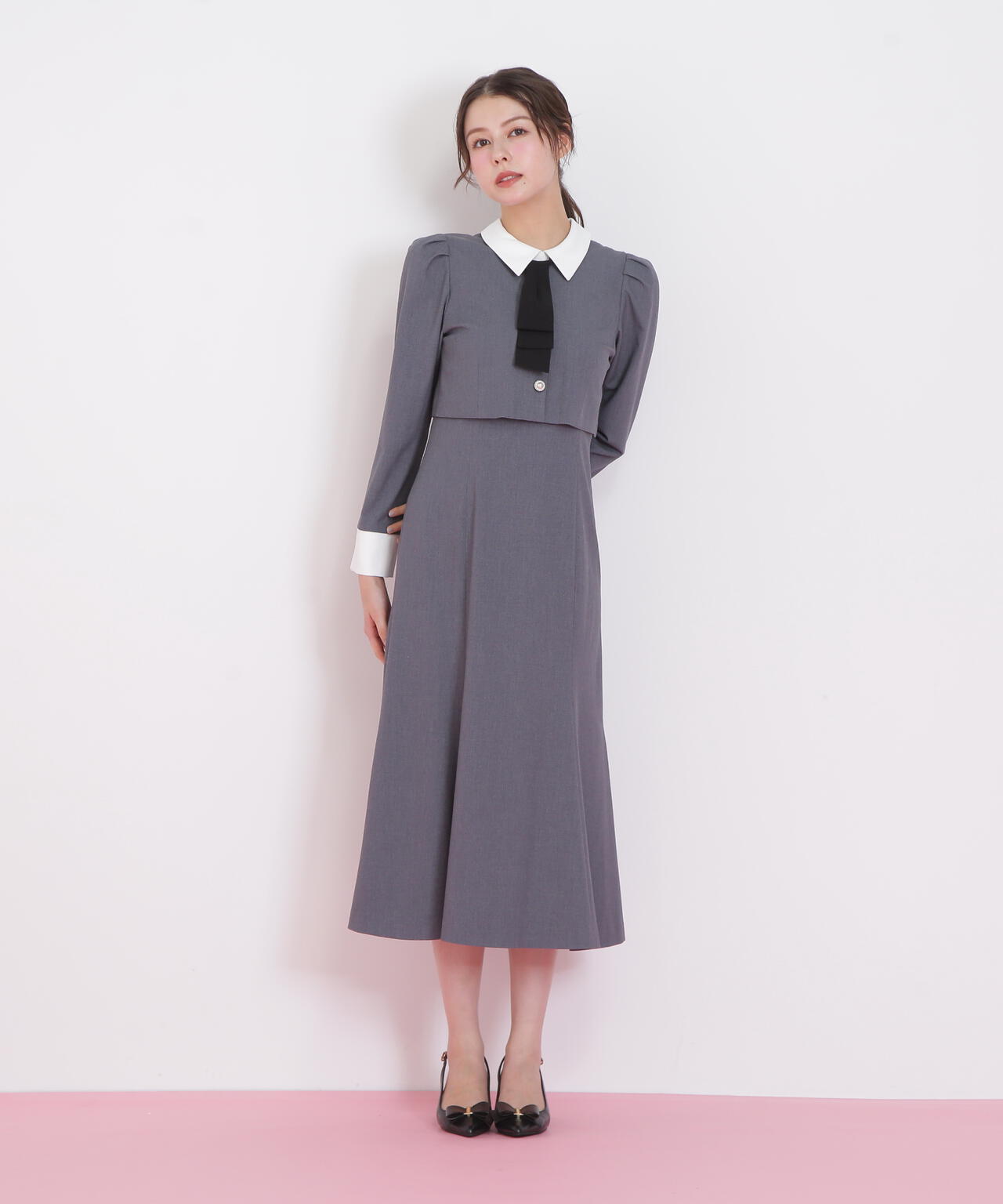 ジャケットレイヤードワンピース