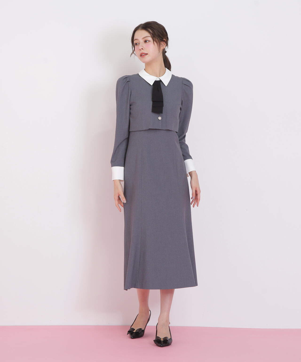 ジャケットレイヤードワンピース