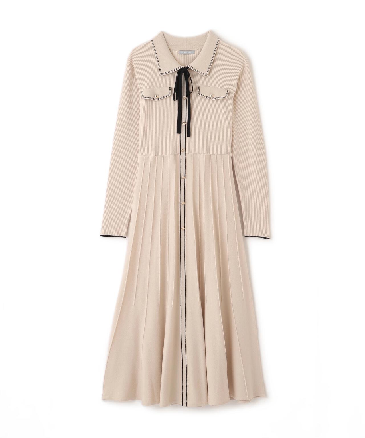 ステッチカラーニットワンピース