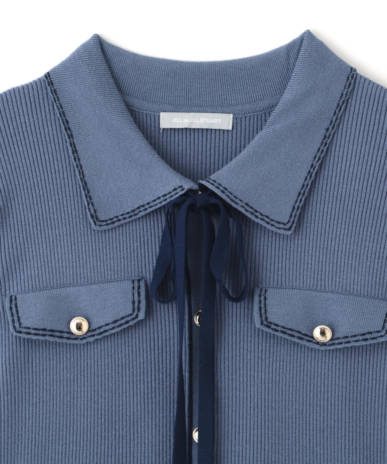 ステッチカラーニットワンピース