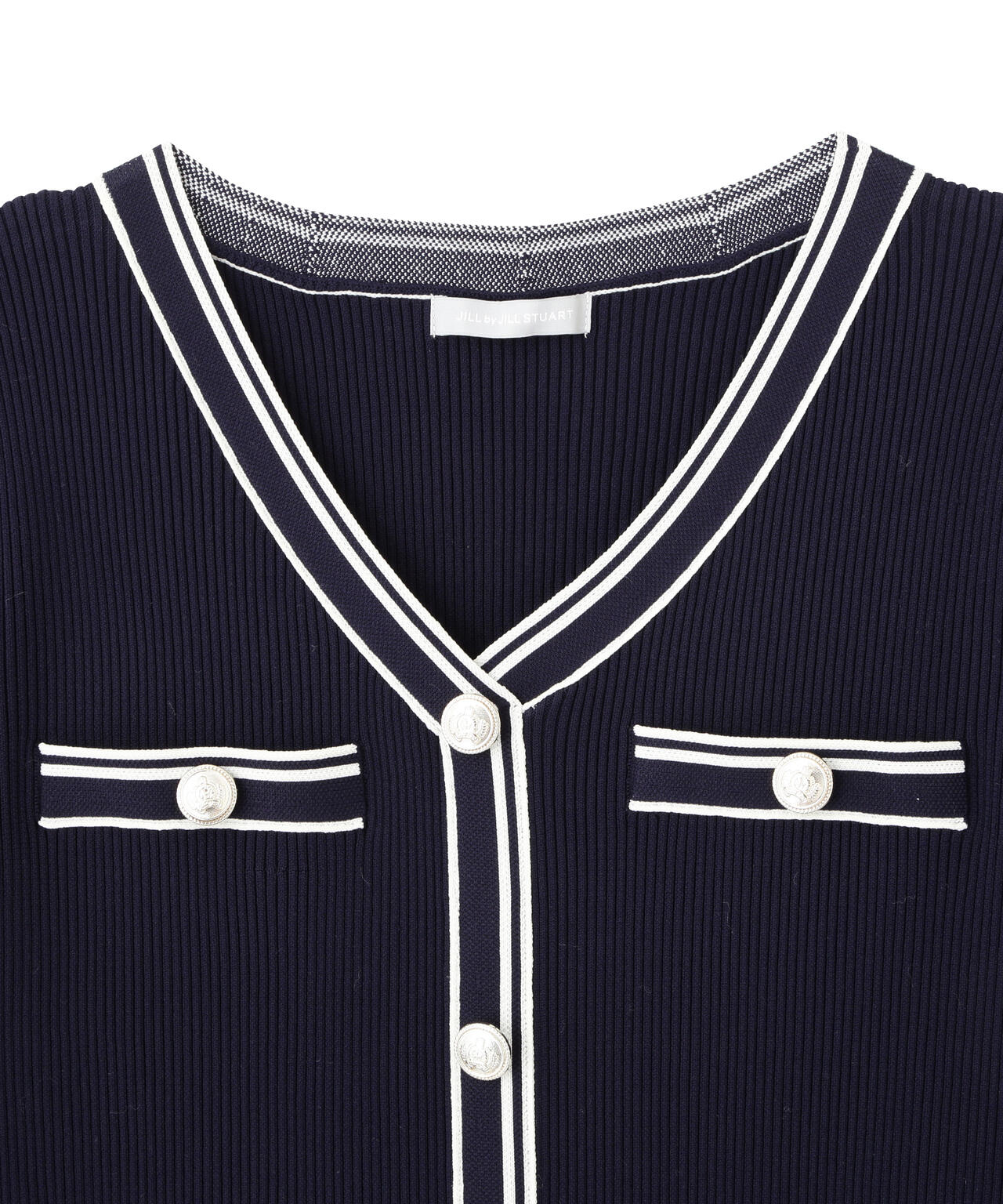 Vネック配色ラインフレアワンピース