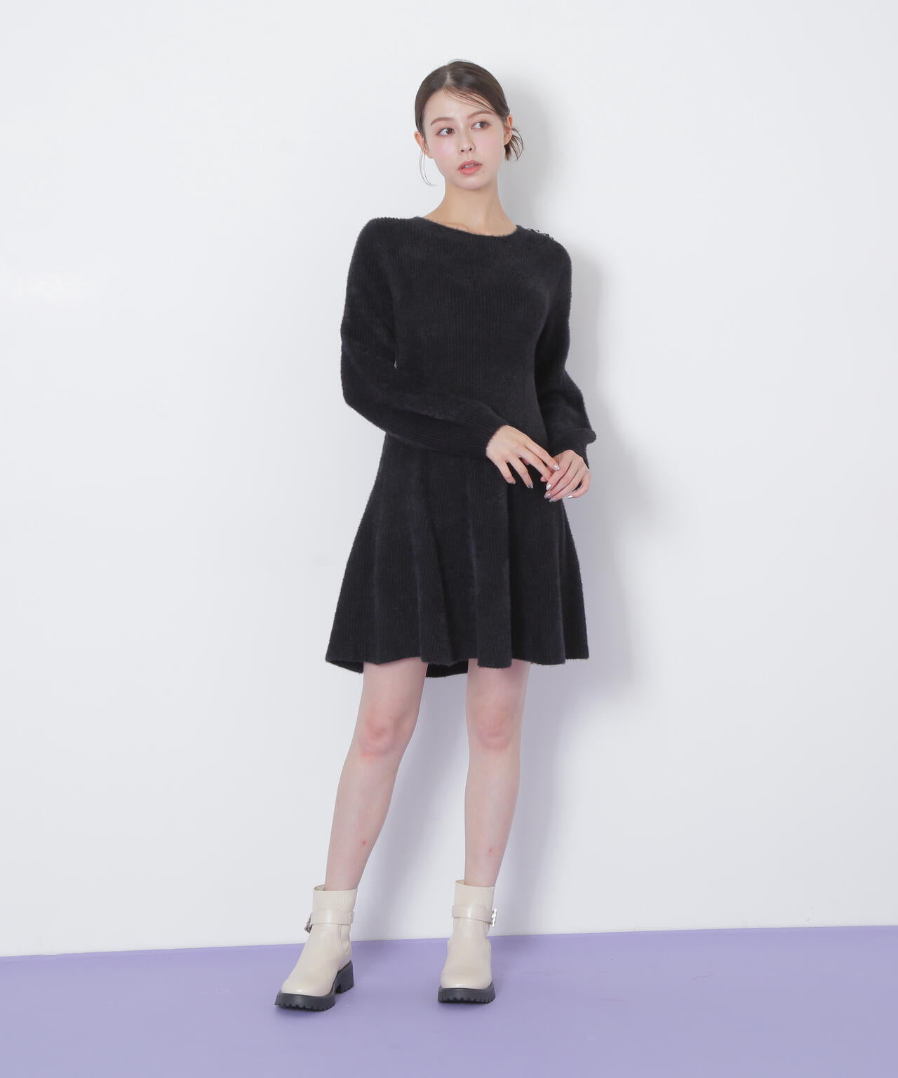 シャギーミニニットワンピース