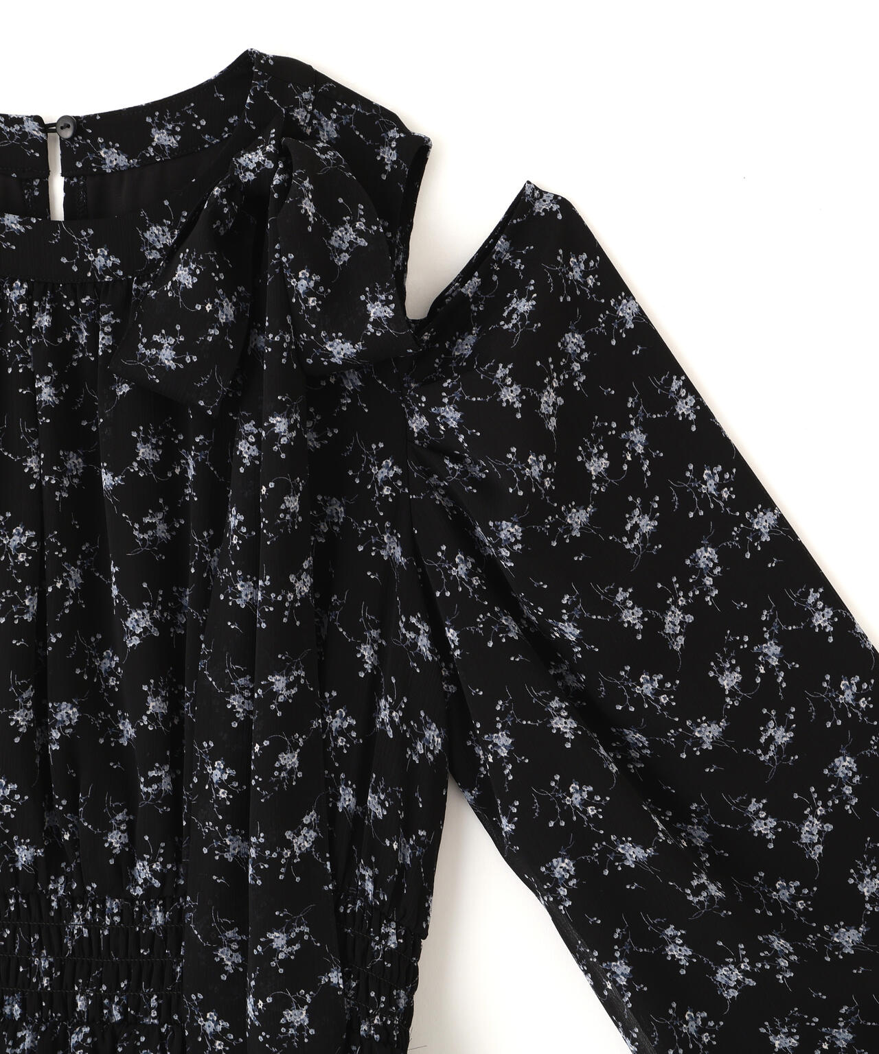 小花柄ボウタイワンピース