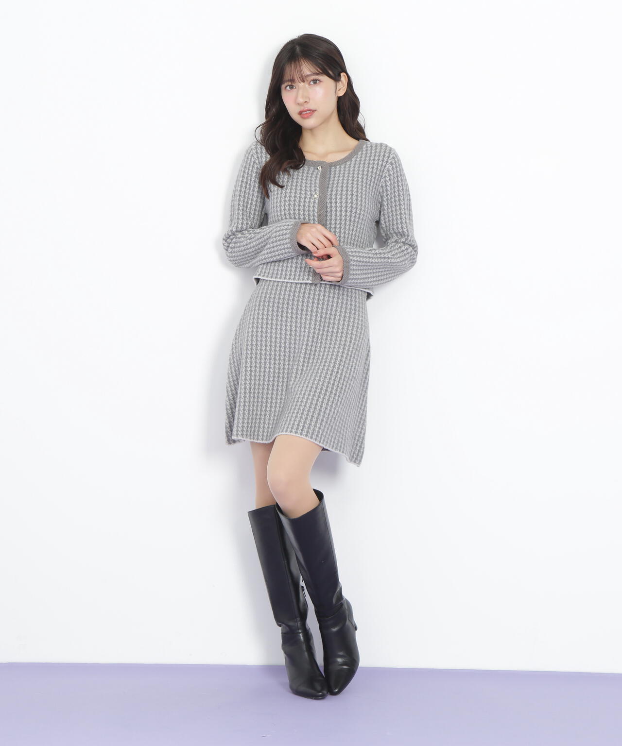 千鳥ジャガードニットセットアップ