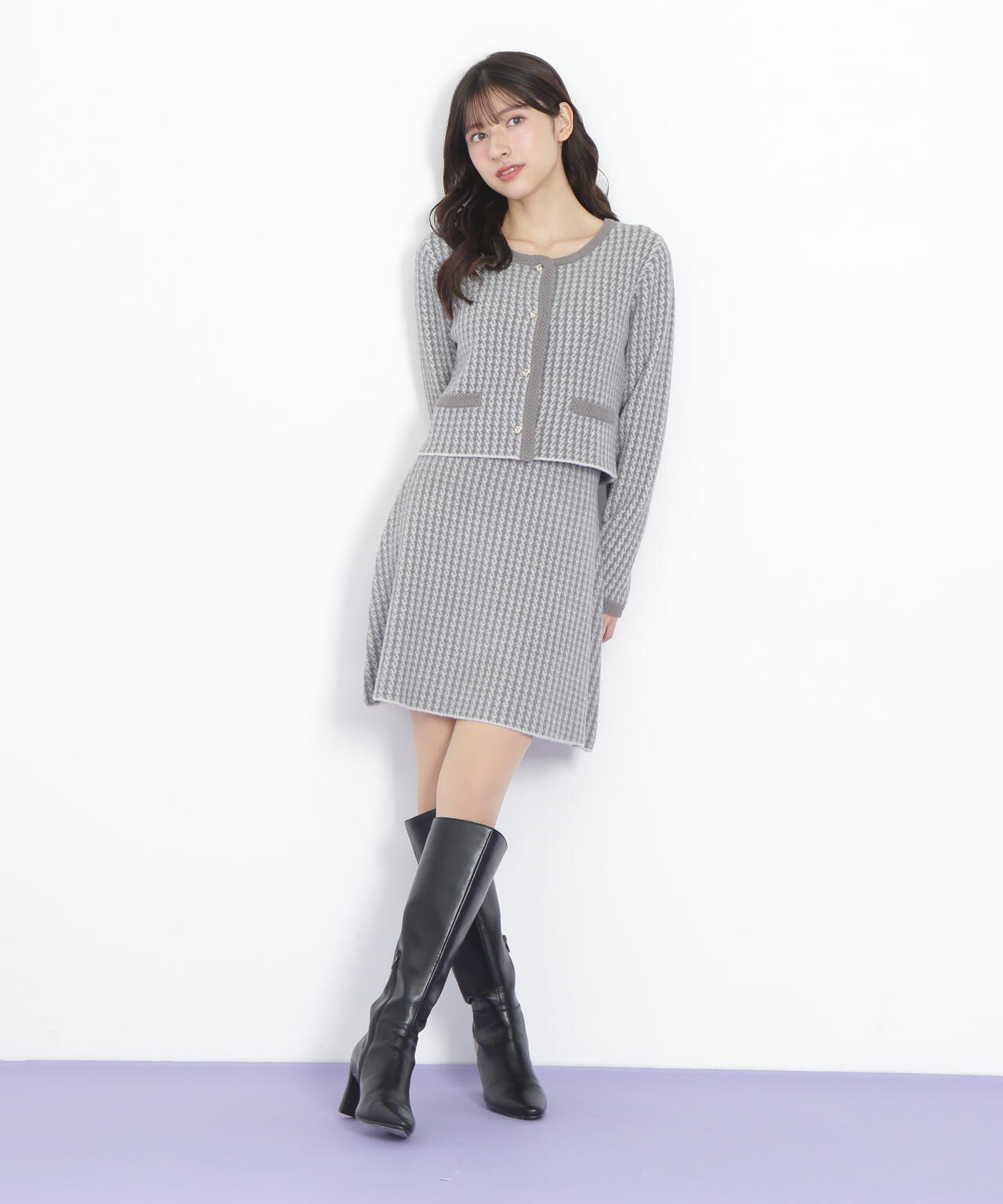 千鳥ジャガードニットセットアップ