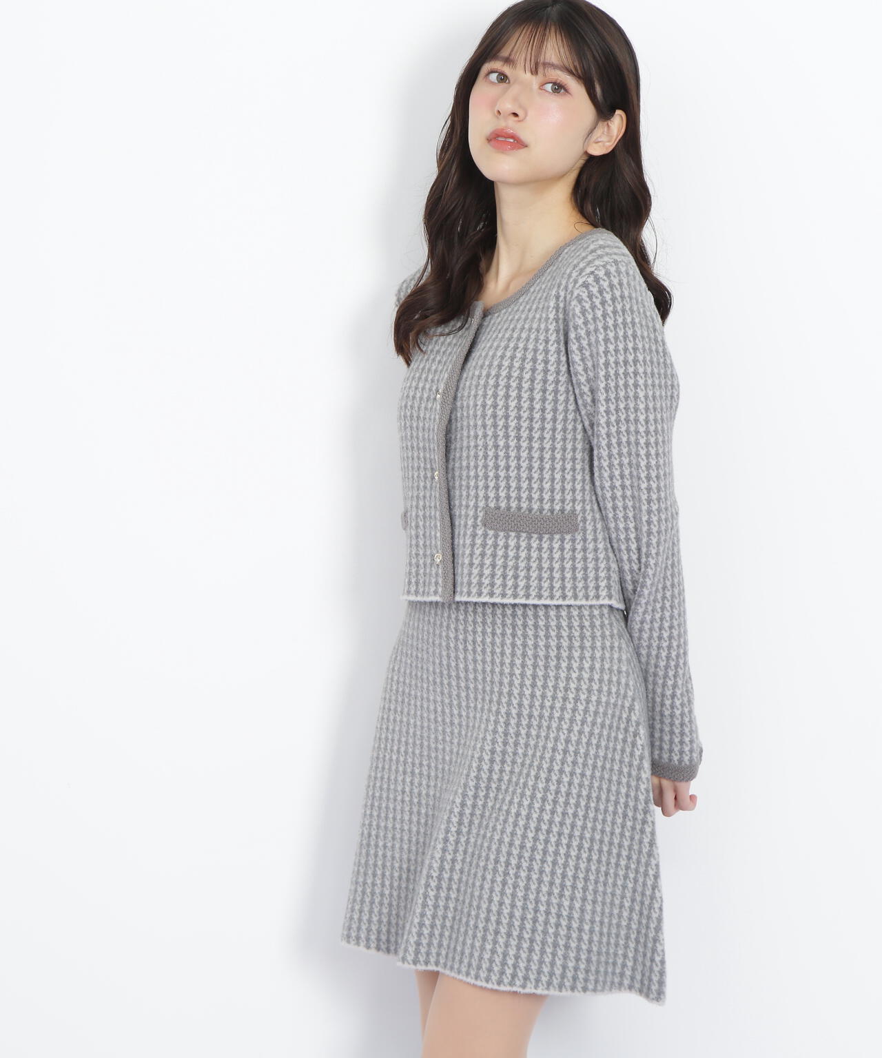 千鳥ジャガードニットセットアップ