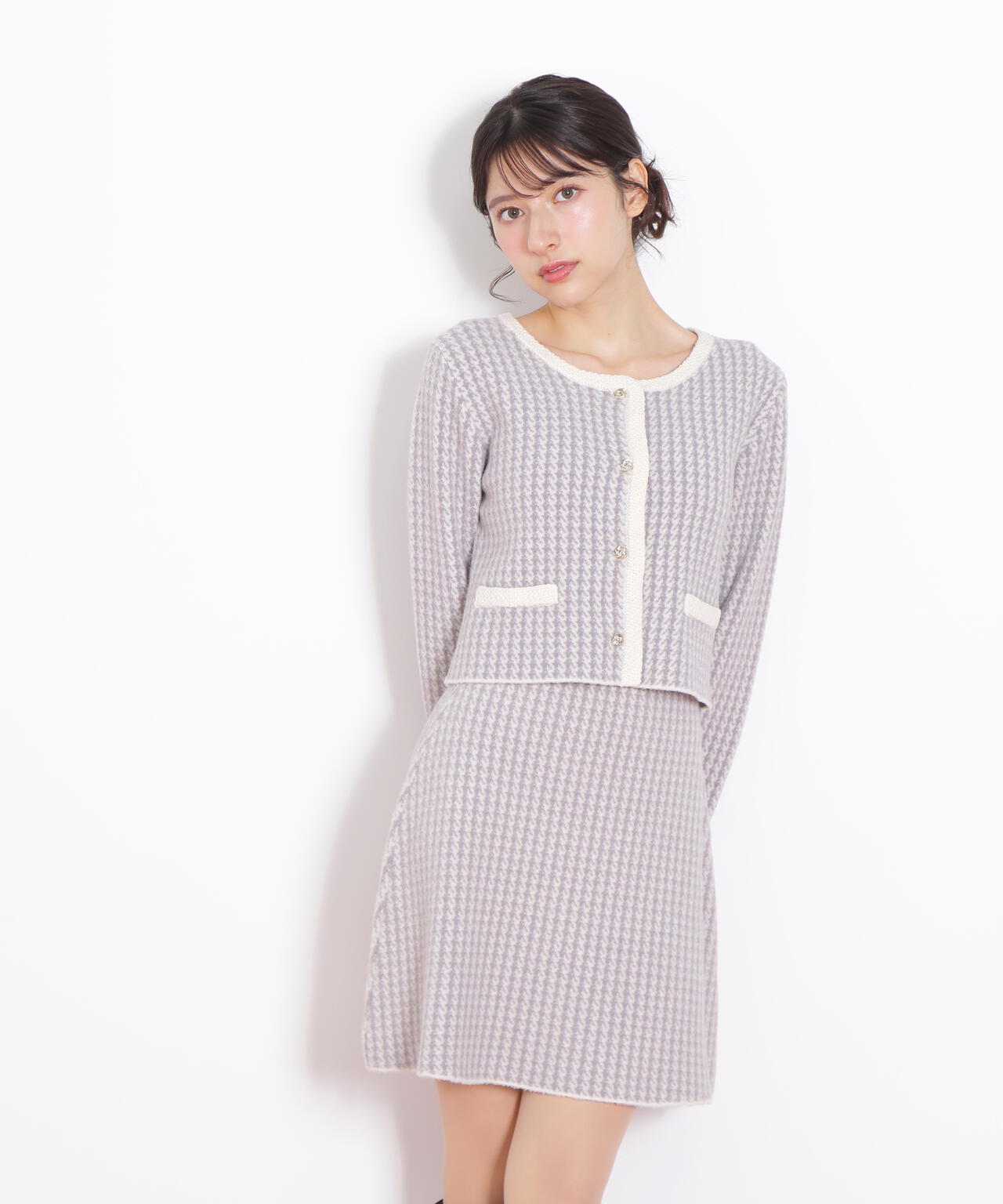 千鳥ジャガードニットセットアップ