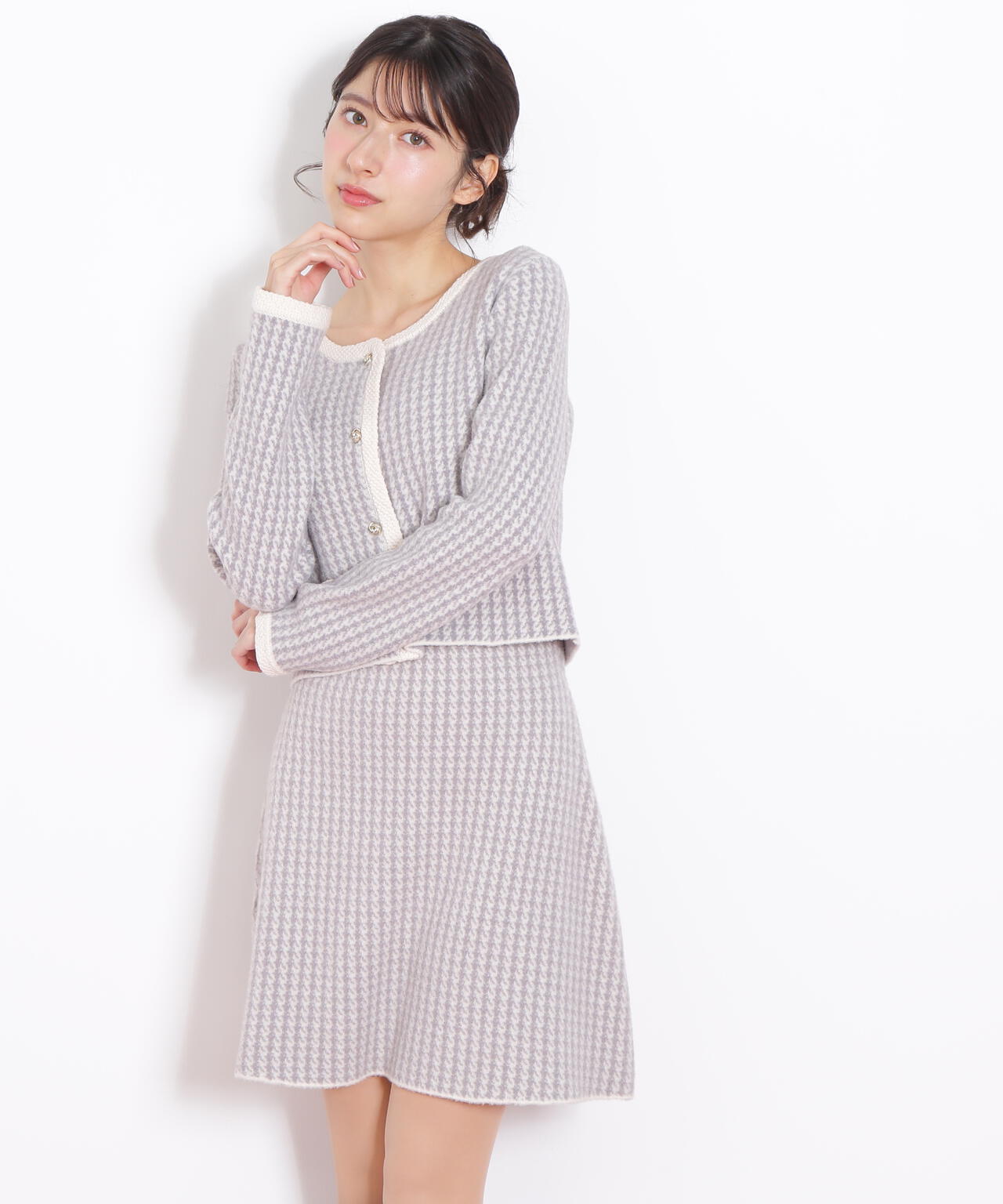 千鳥ジャガードニットセットアップ