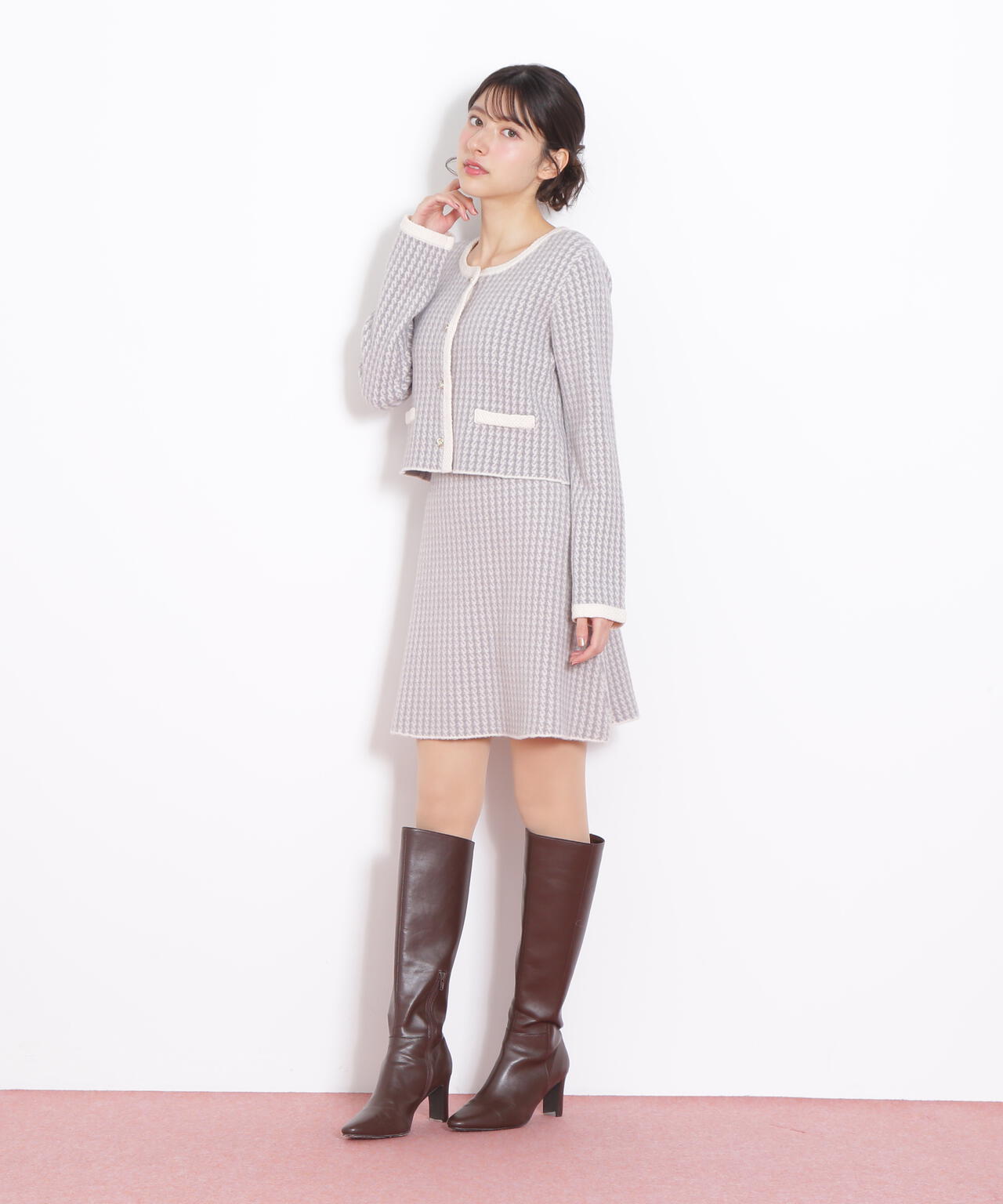 千鳥ジャガードニットセットアップ