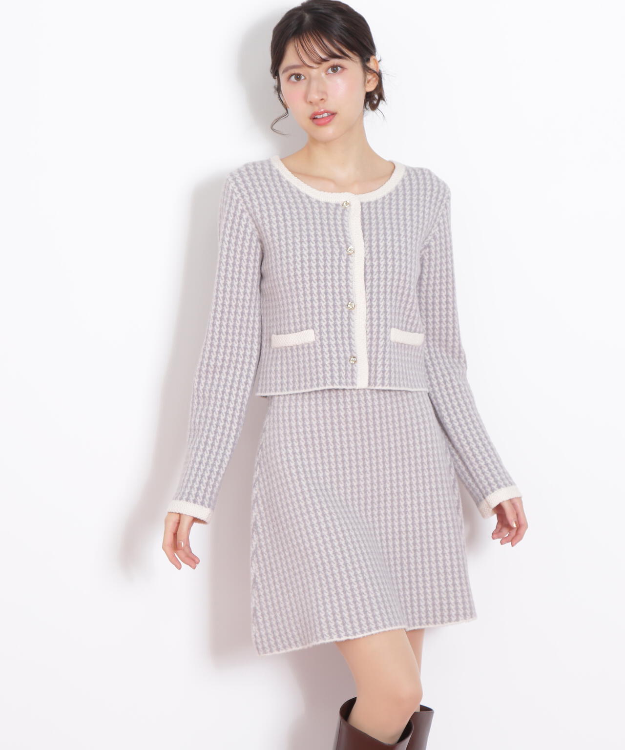 千鳥ジャガードニットセットアップ