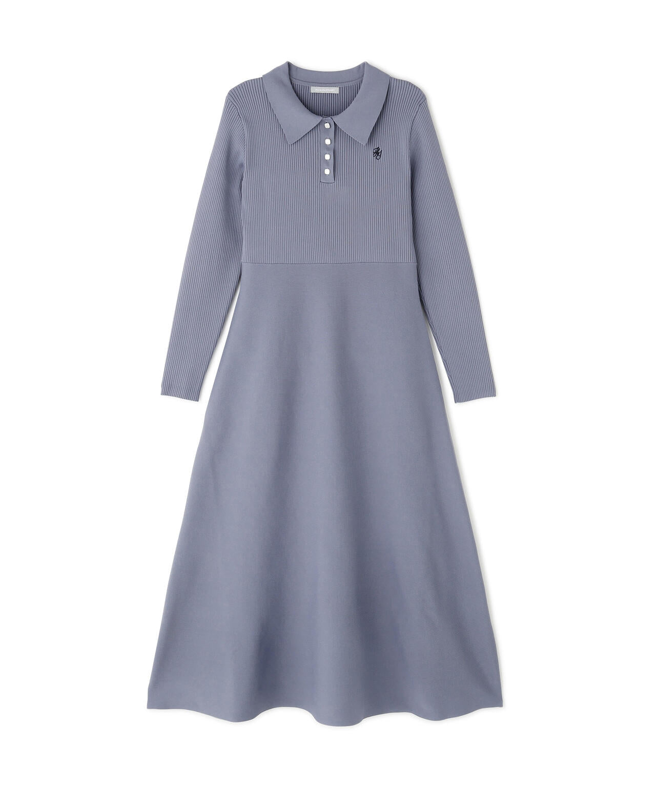 長袖ポロネックニットワンピース