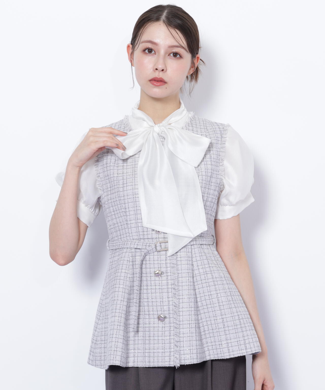 ツイードペプラムジレ