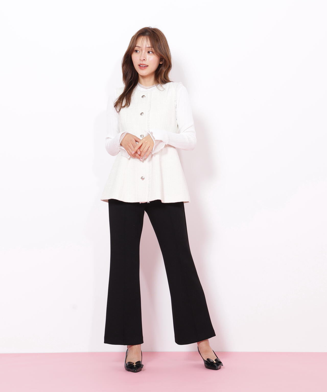 ツイードペプラムジレ