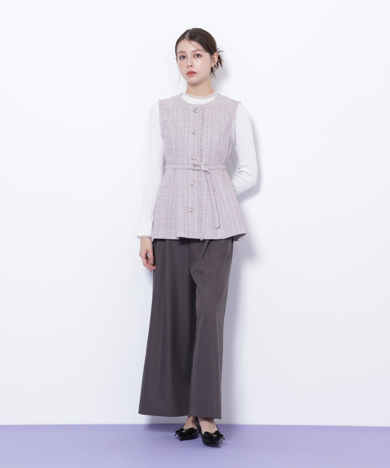 ツイードペプラムジレ