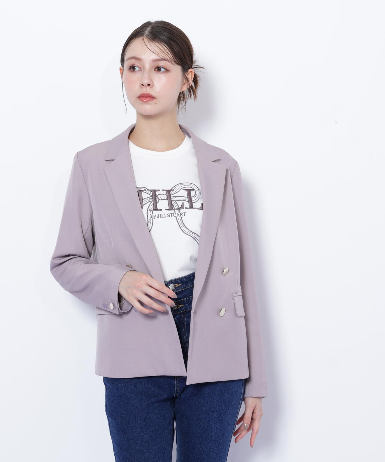 <セットアップ対応>ベーシックツイルダブル釦ジャケット