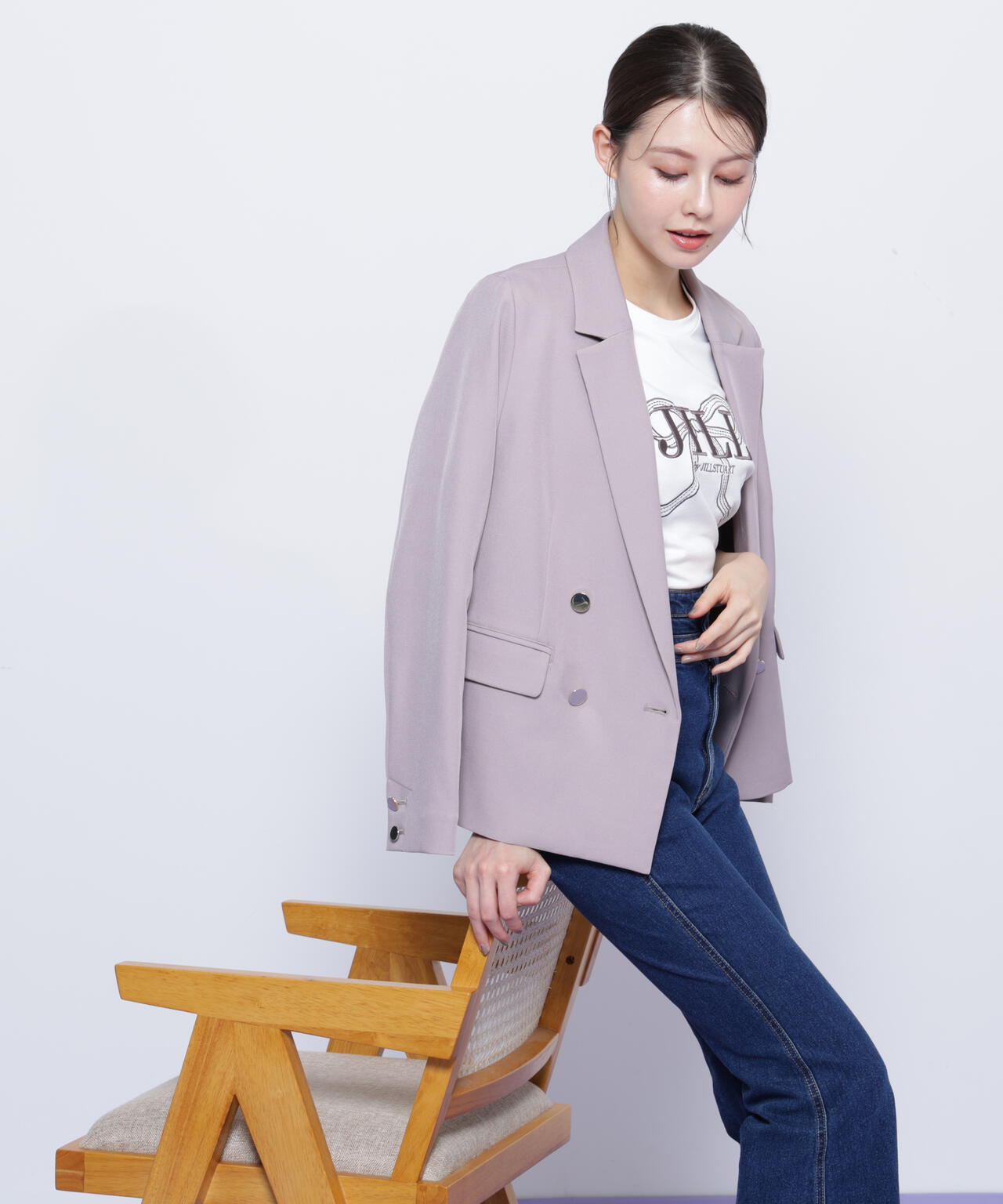 <セットアップ対応>ベーシックツイルダブル釦ジャケット