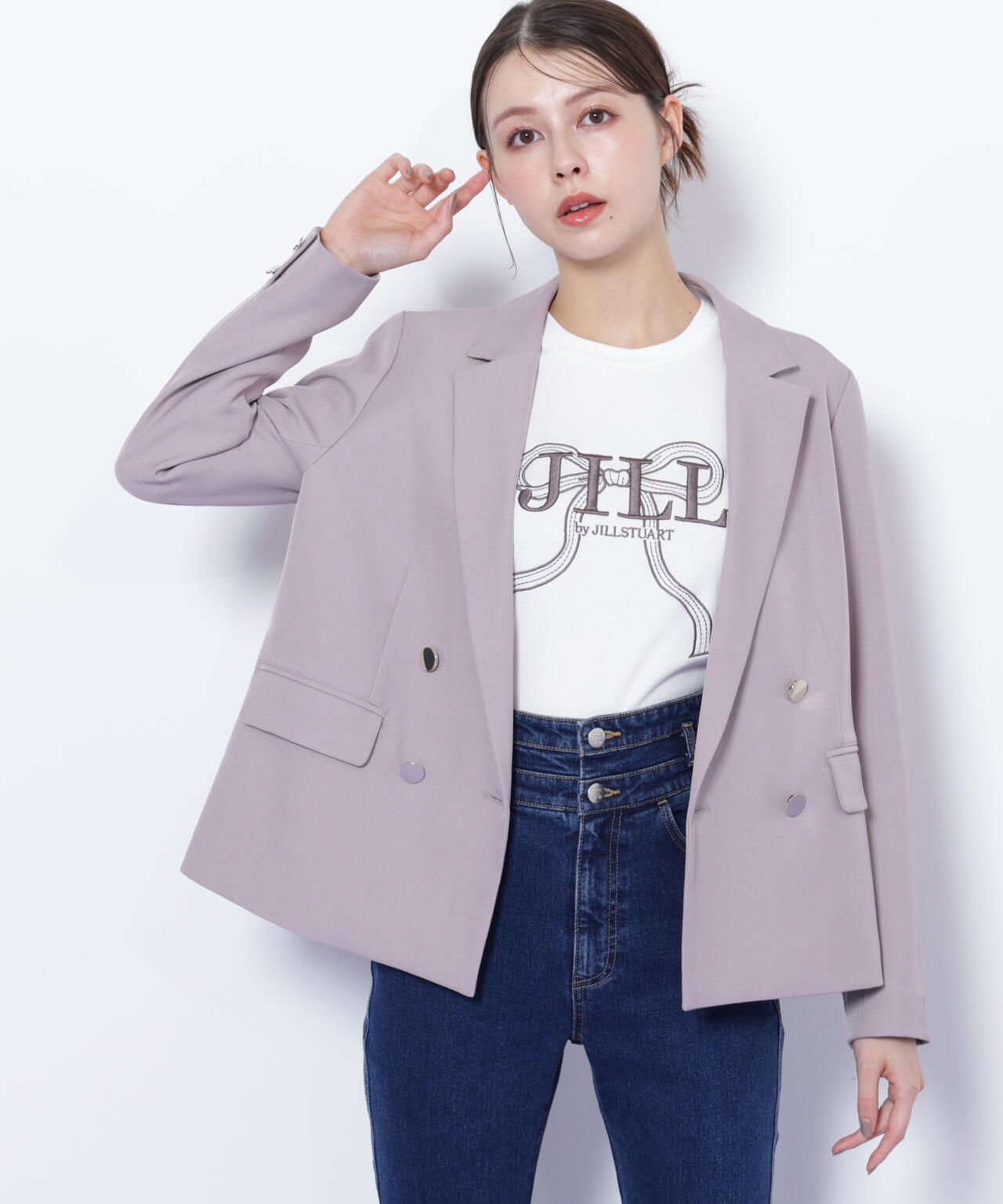 <セットアップ対応>ベーシックツイルダブル釦ジャケット