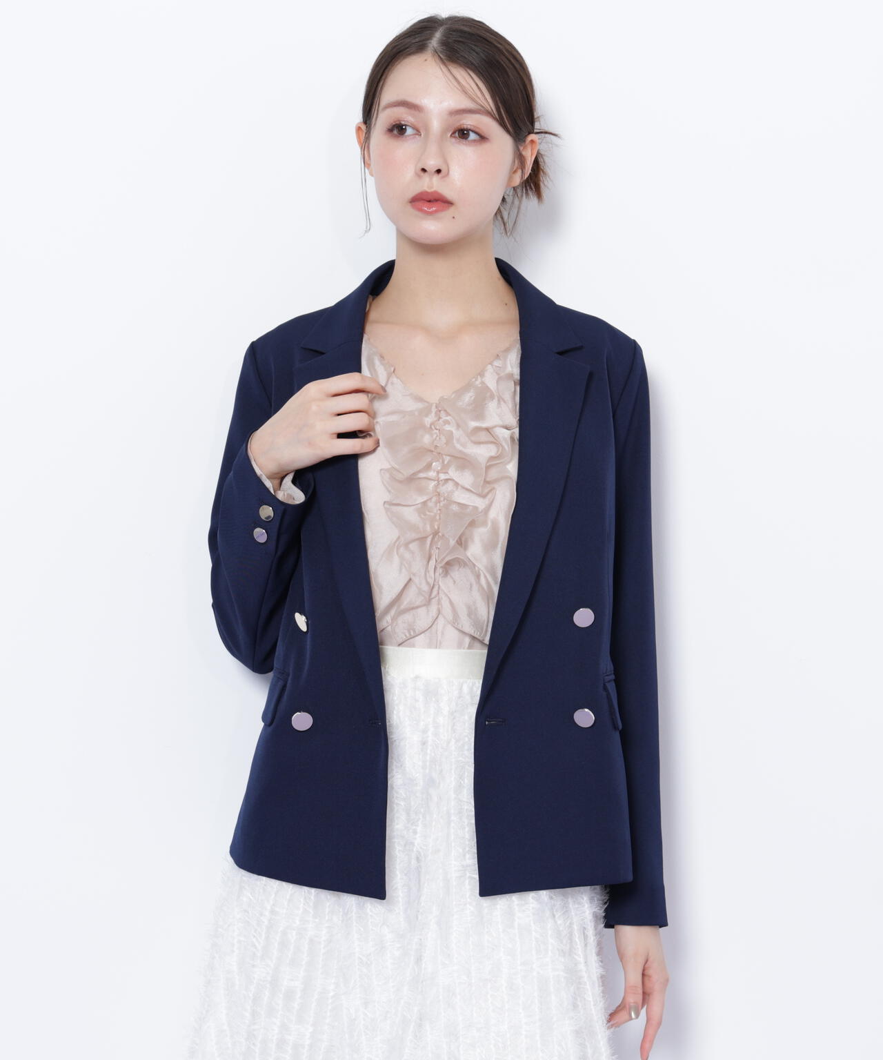 <セットアップ対応>ベーシックツイルダブル釦ジャケット