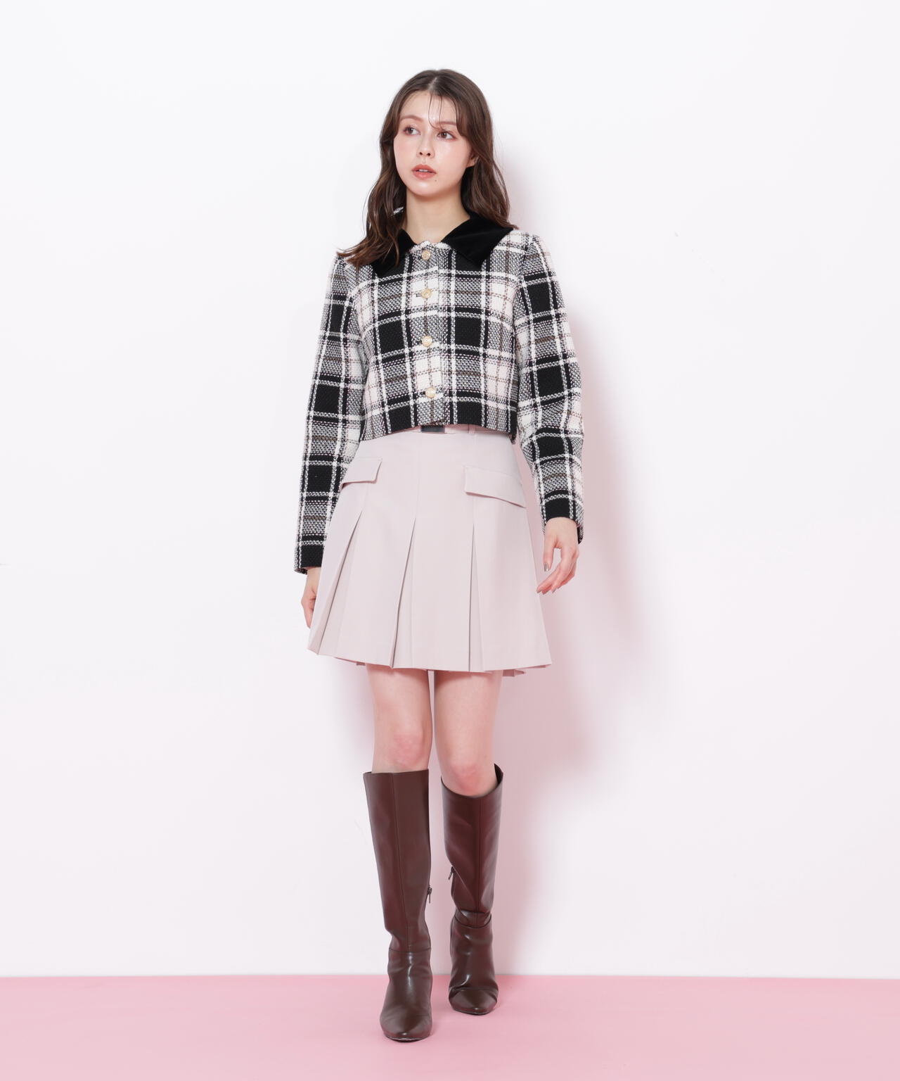 ループヤーンチェックジャケット