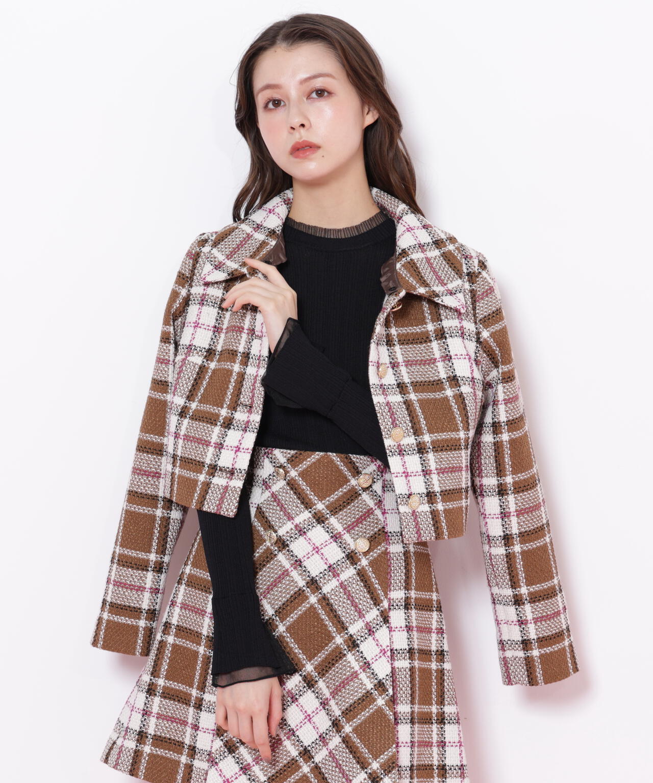 ループヤーンチェックジャケット