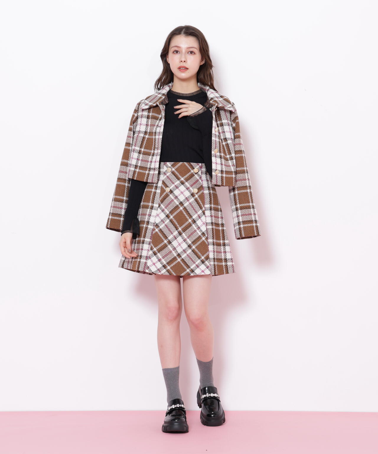 ループヤーンチェックジャケット