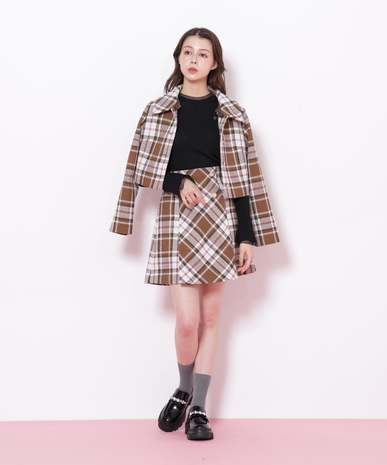 ループヤーンチェックジャケット