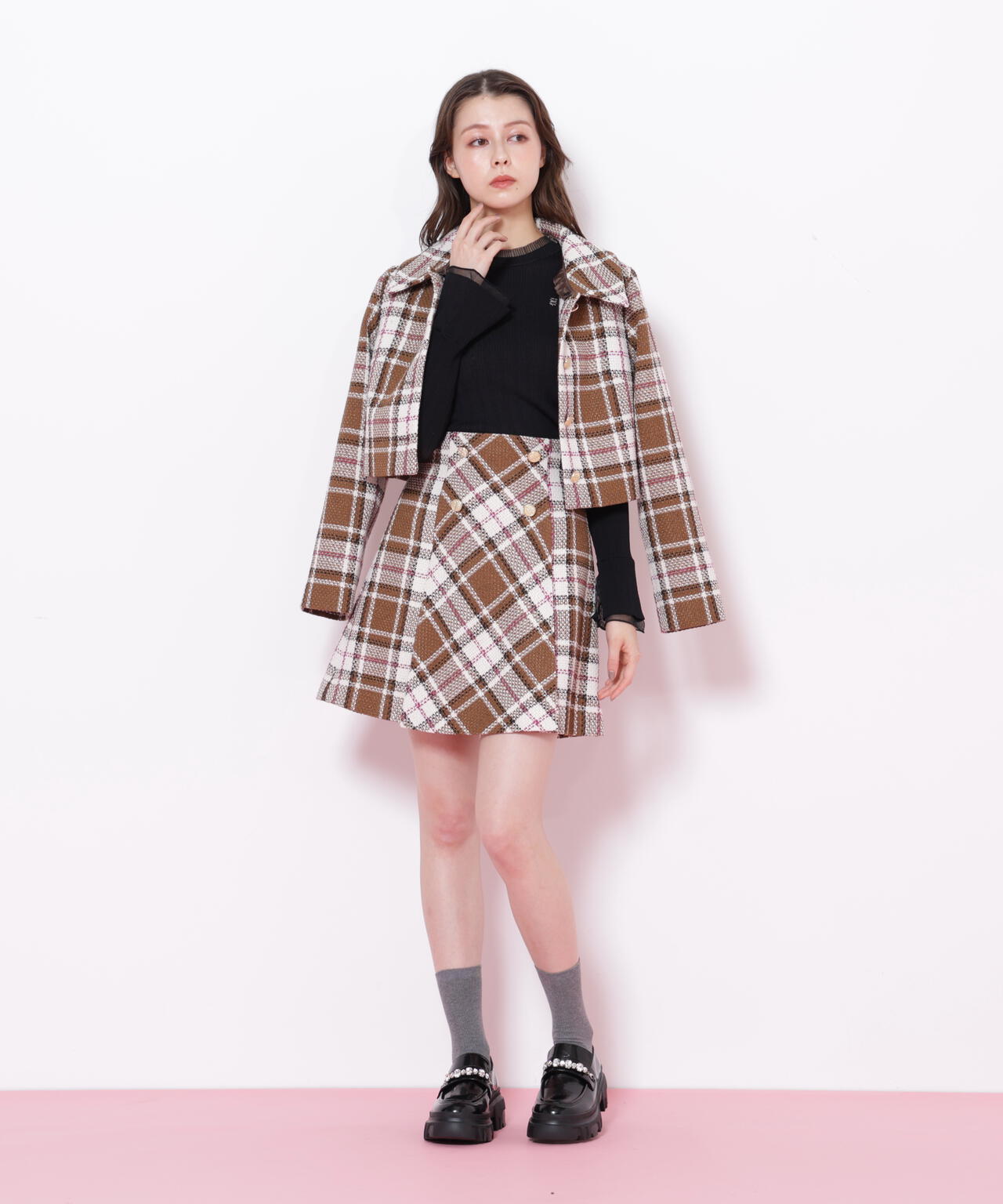 ループヤーンチェックジャケット