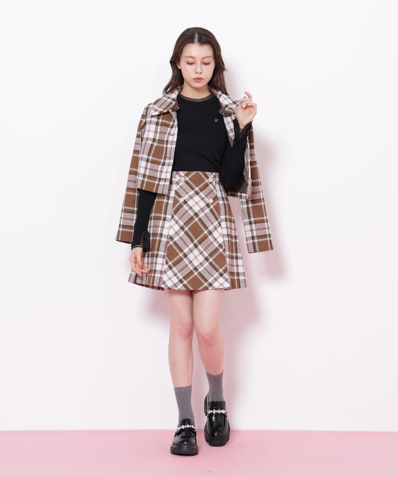 ループヤーンチェックジャケット